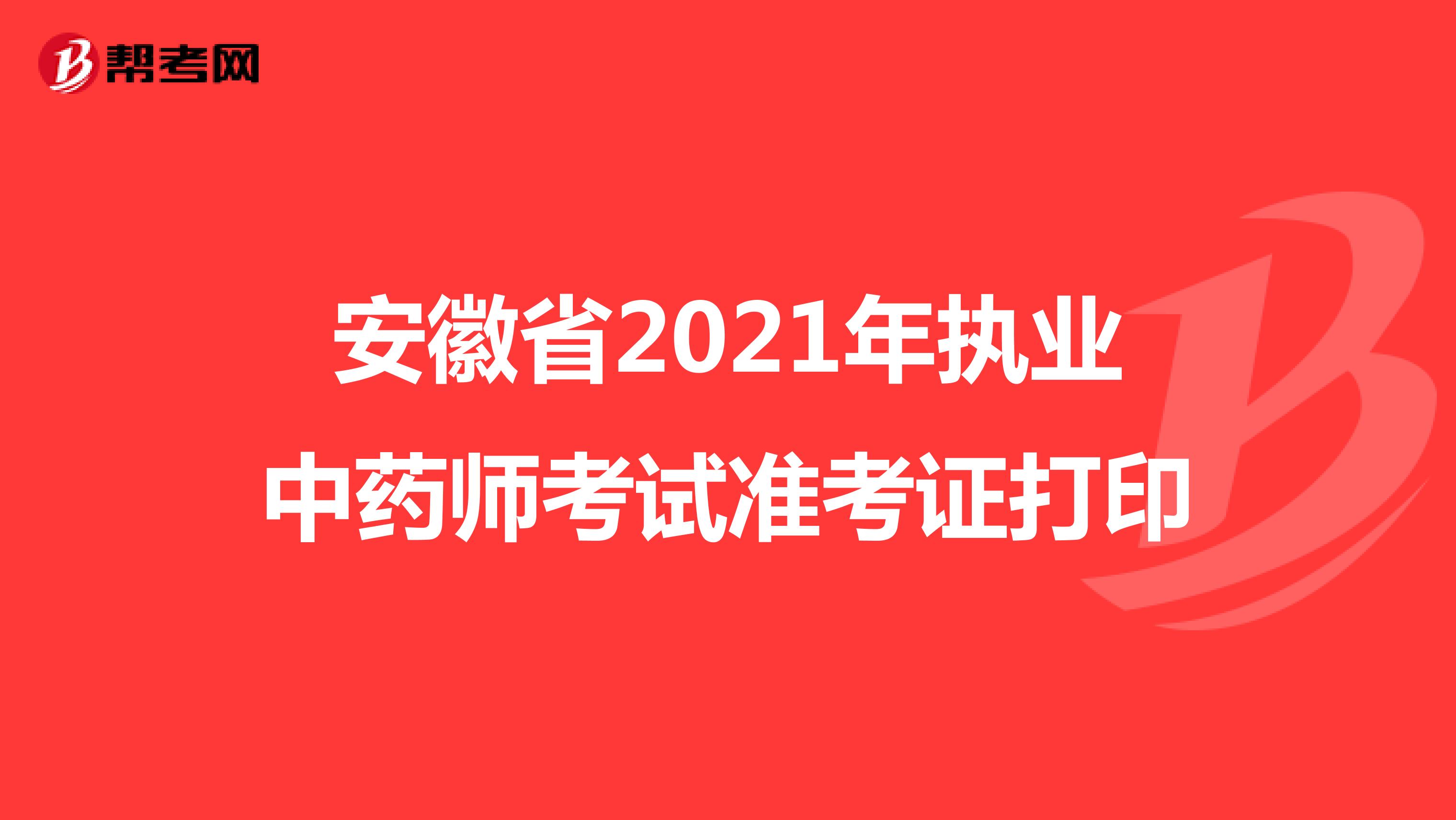安徽省2021年执业中药师考试准考证打印