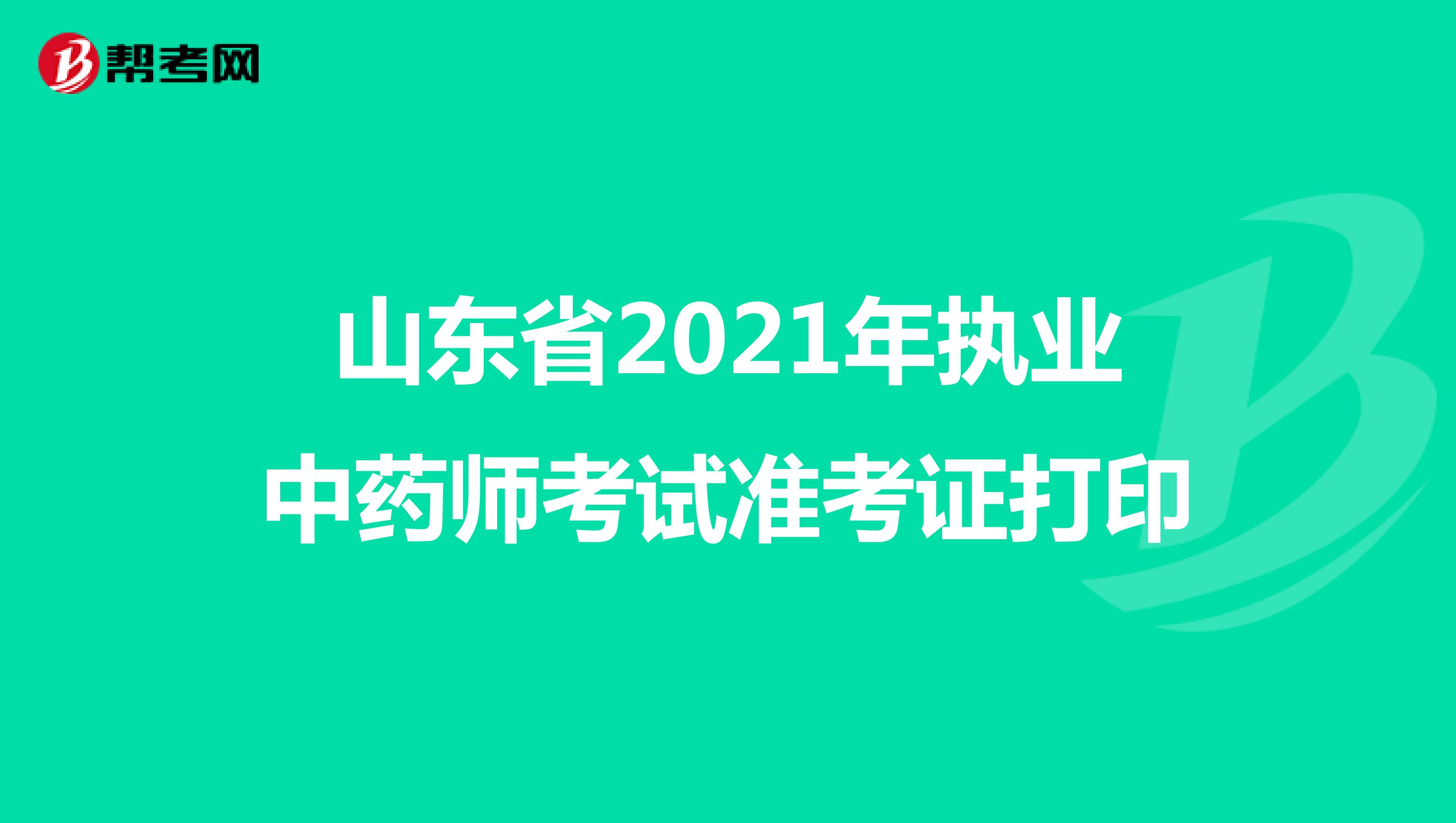 山东省2021年执业中药师考试准考证打印