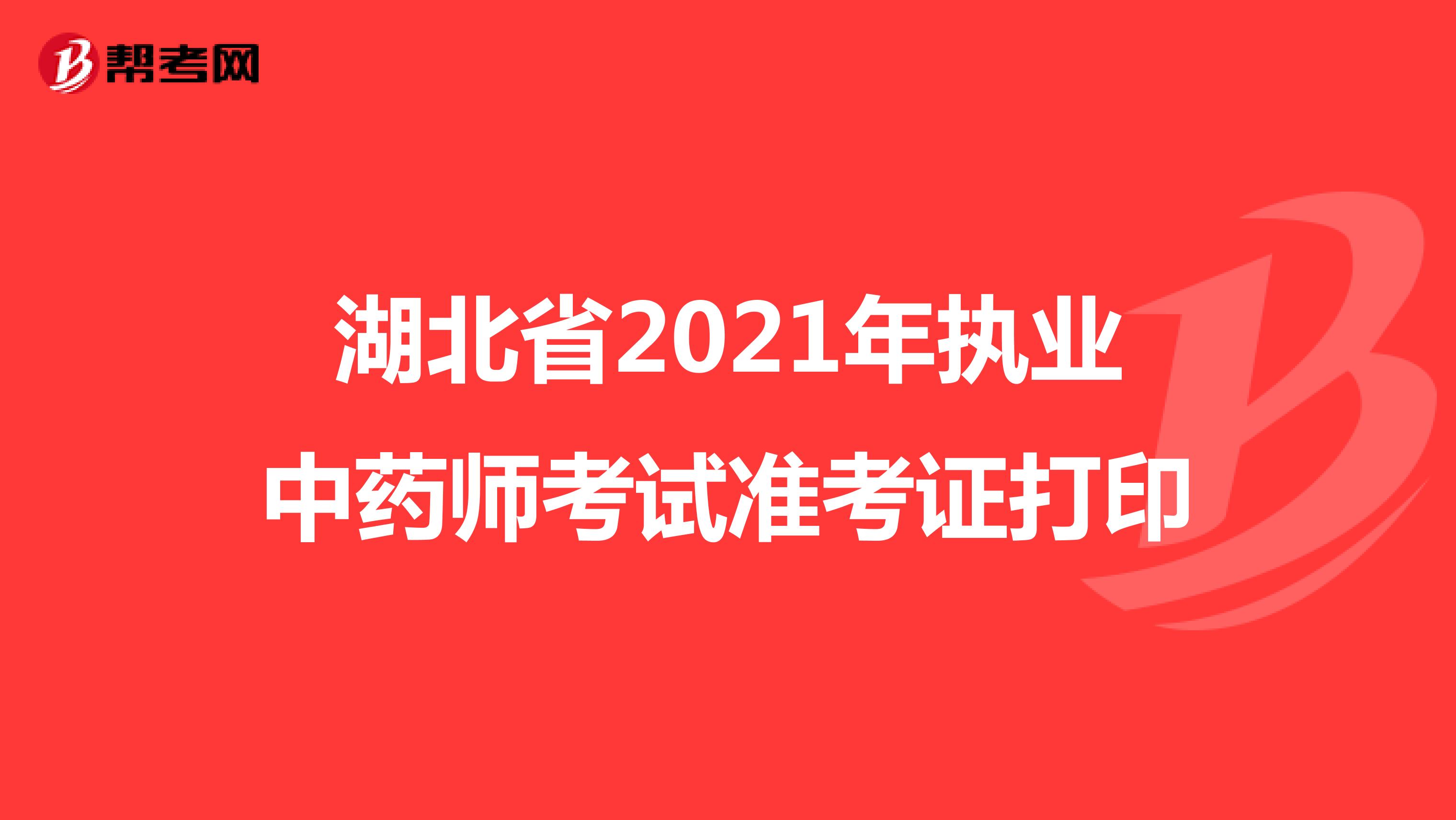 湖北省2021年执业中药师考试准考证打印