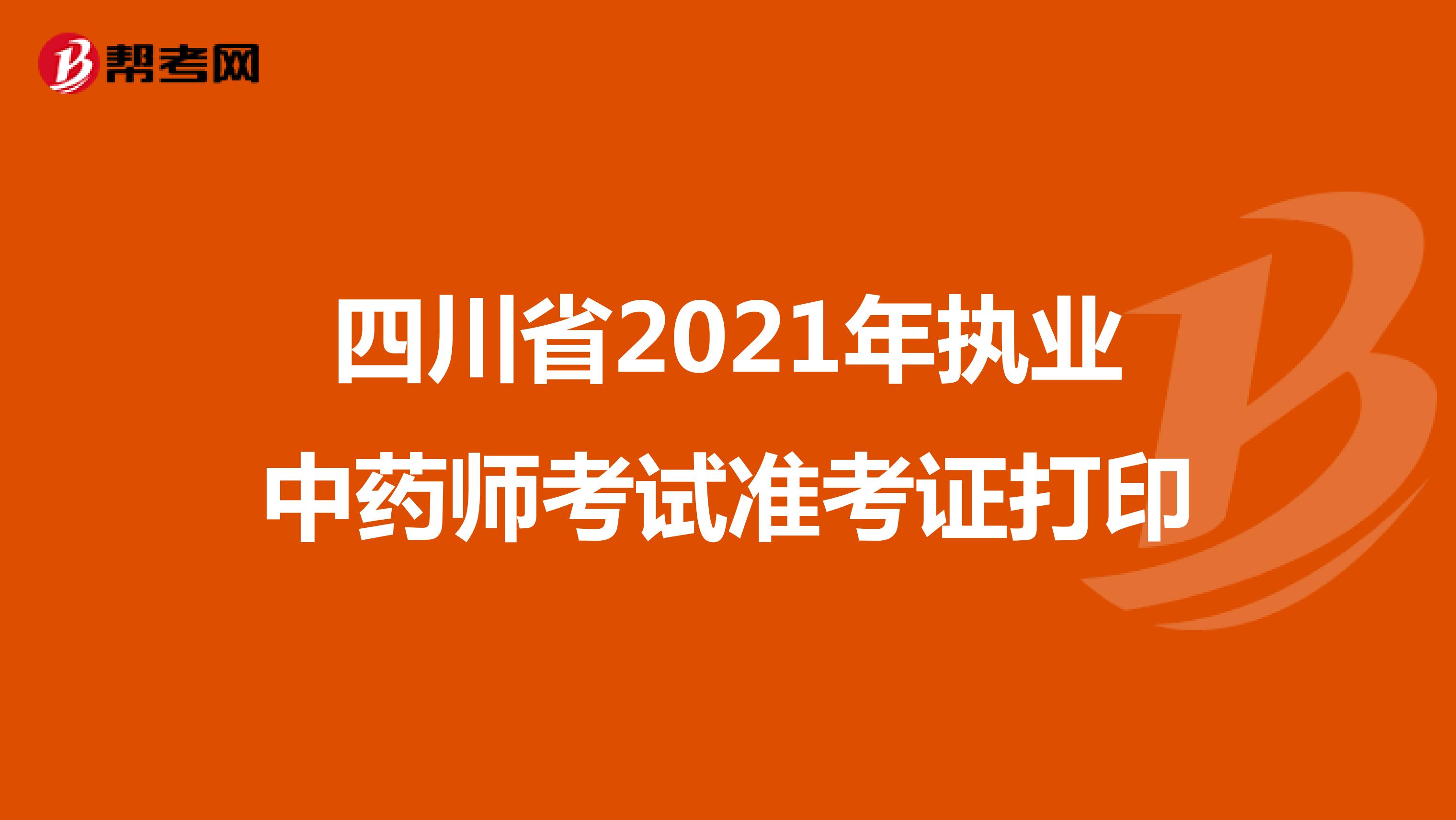 四川省2021年执业中药师考试准考证打印