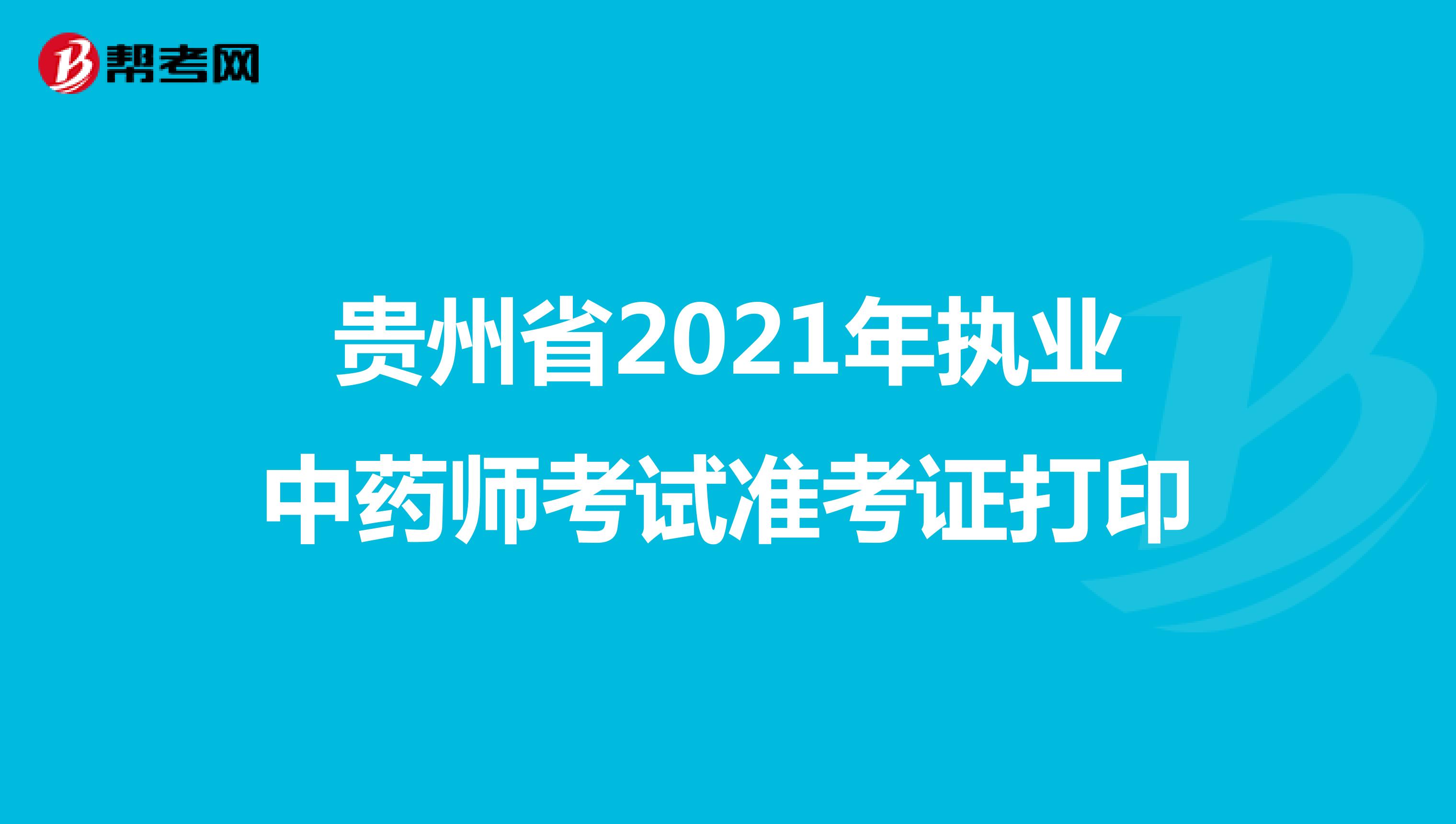 贵州省2021年执业中药师考试准考证打印