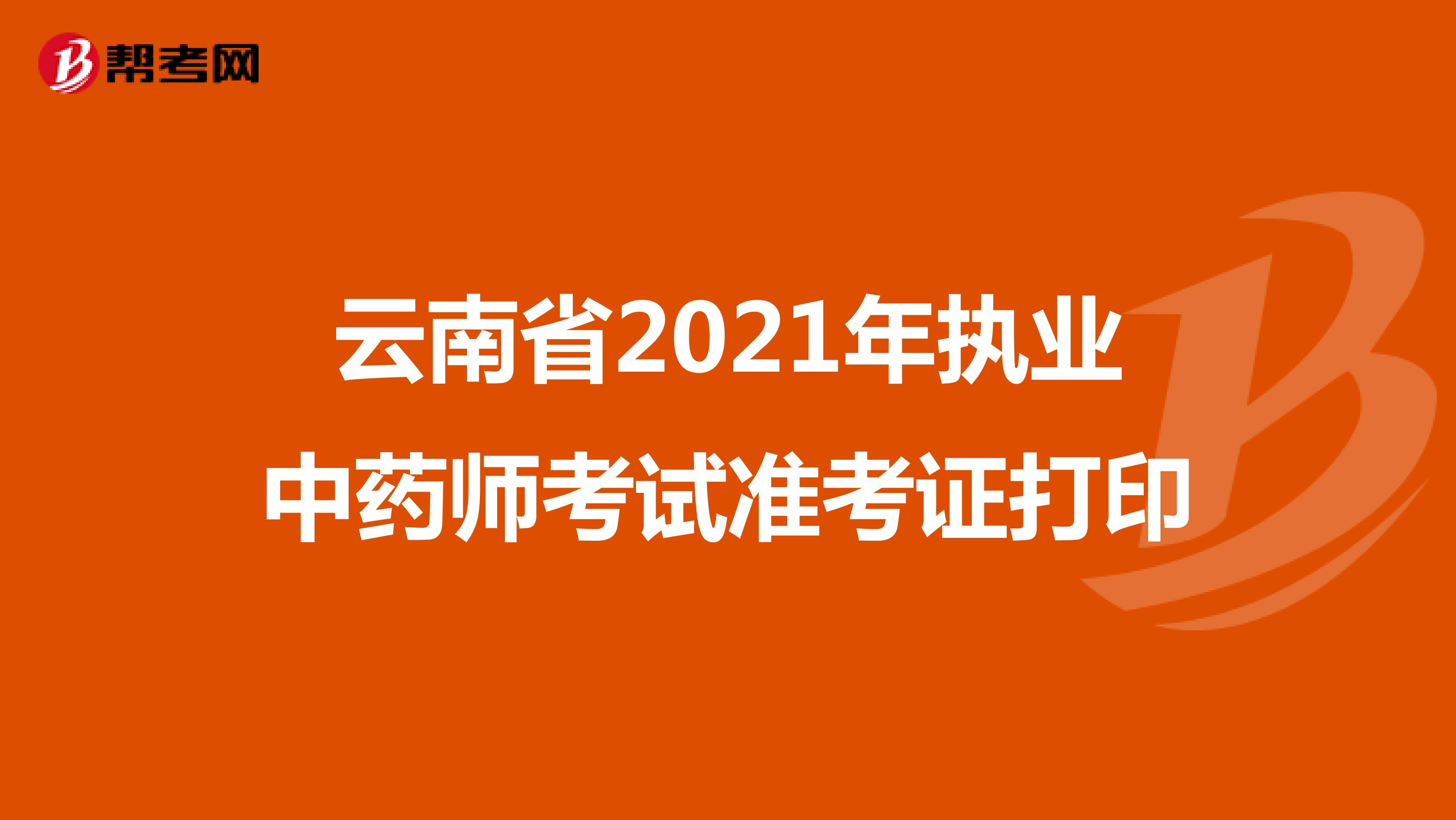云南省2021年执业中药师考试准考证打印