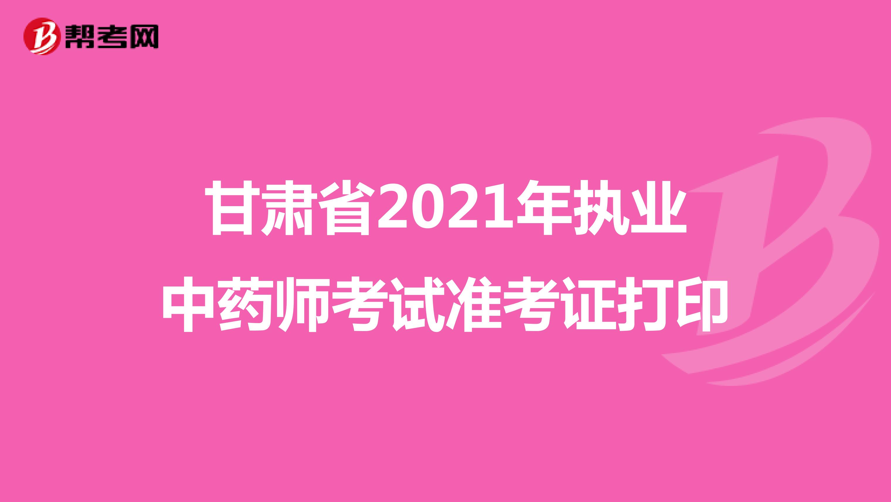 甘肃省2021年执业中药师考试准考证打印