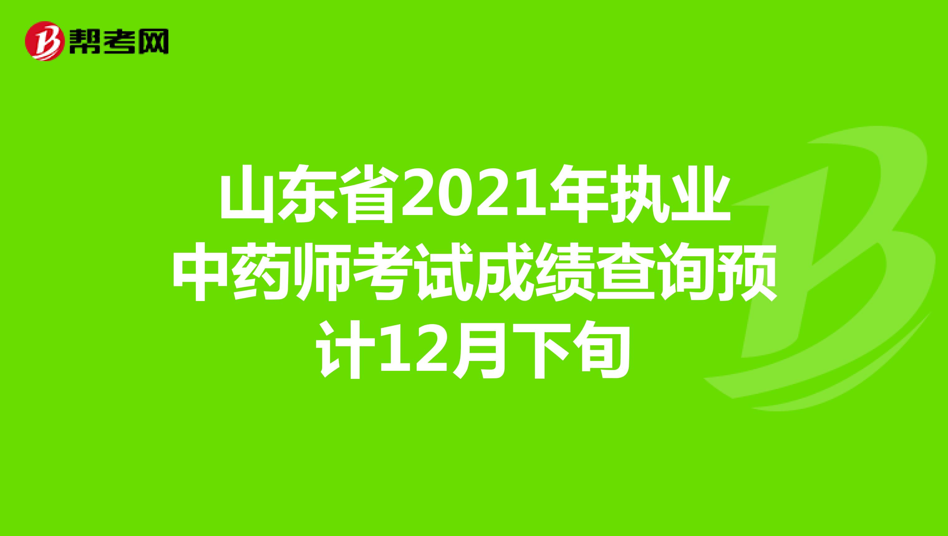山东省2021年执业中药师考试成绩查询预计12月下旬