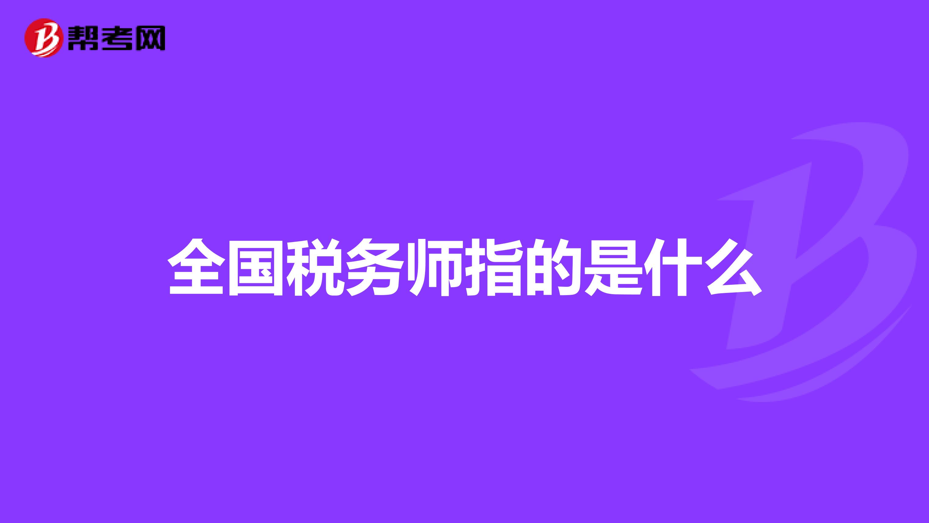 全国税务师指的是什么