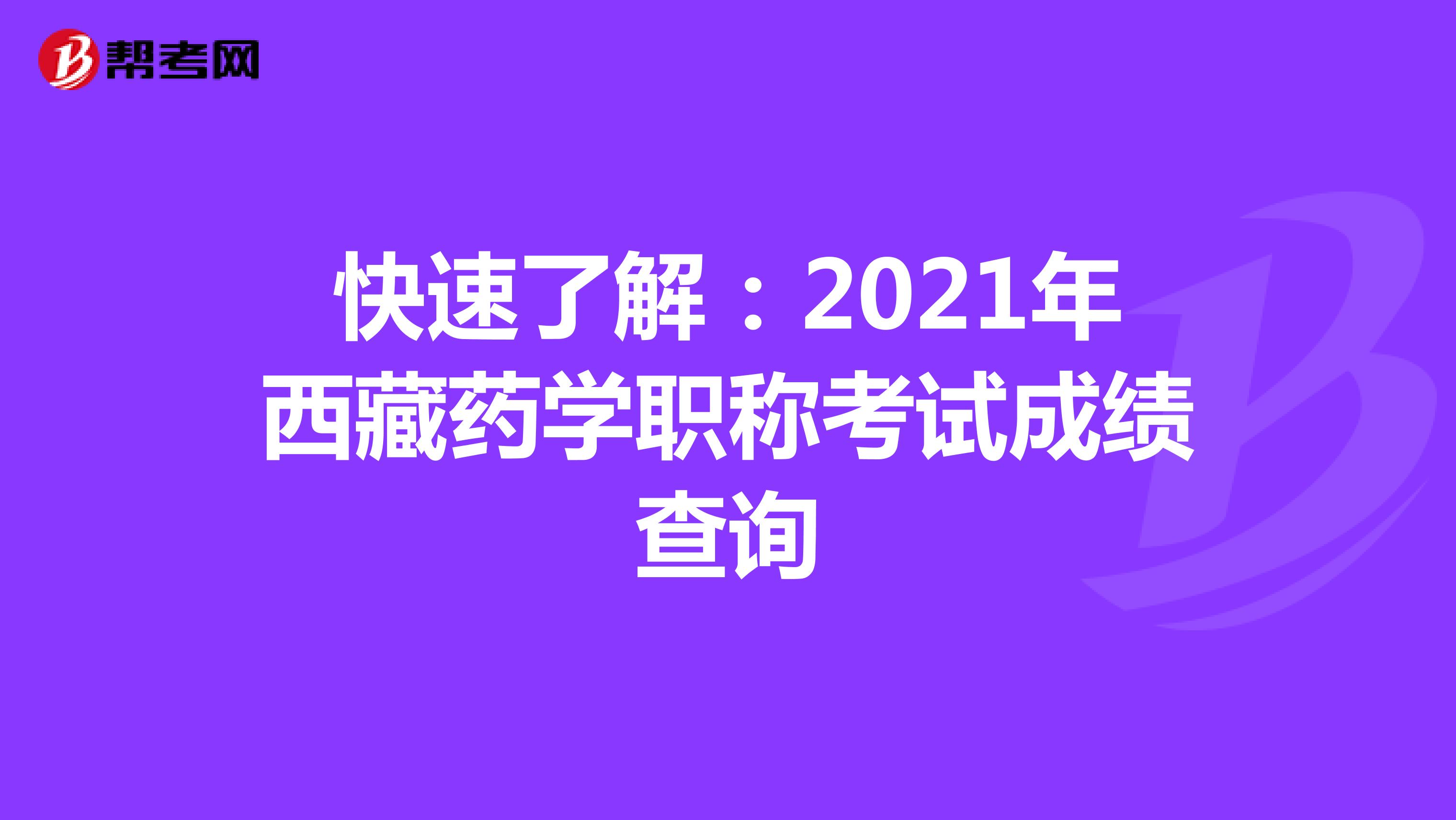 快速了解：2021年西藏药学职称考试成绩查询