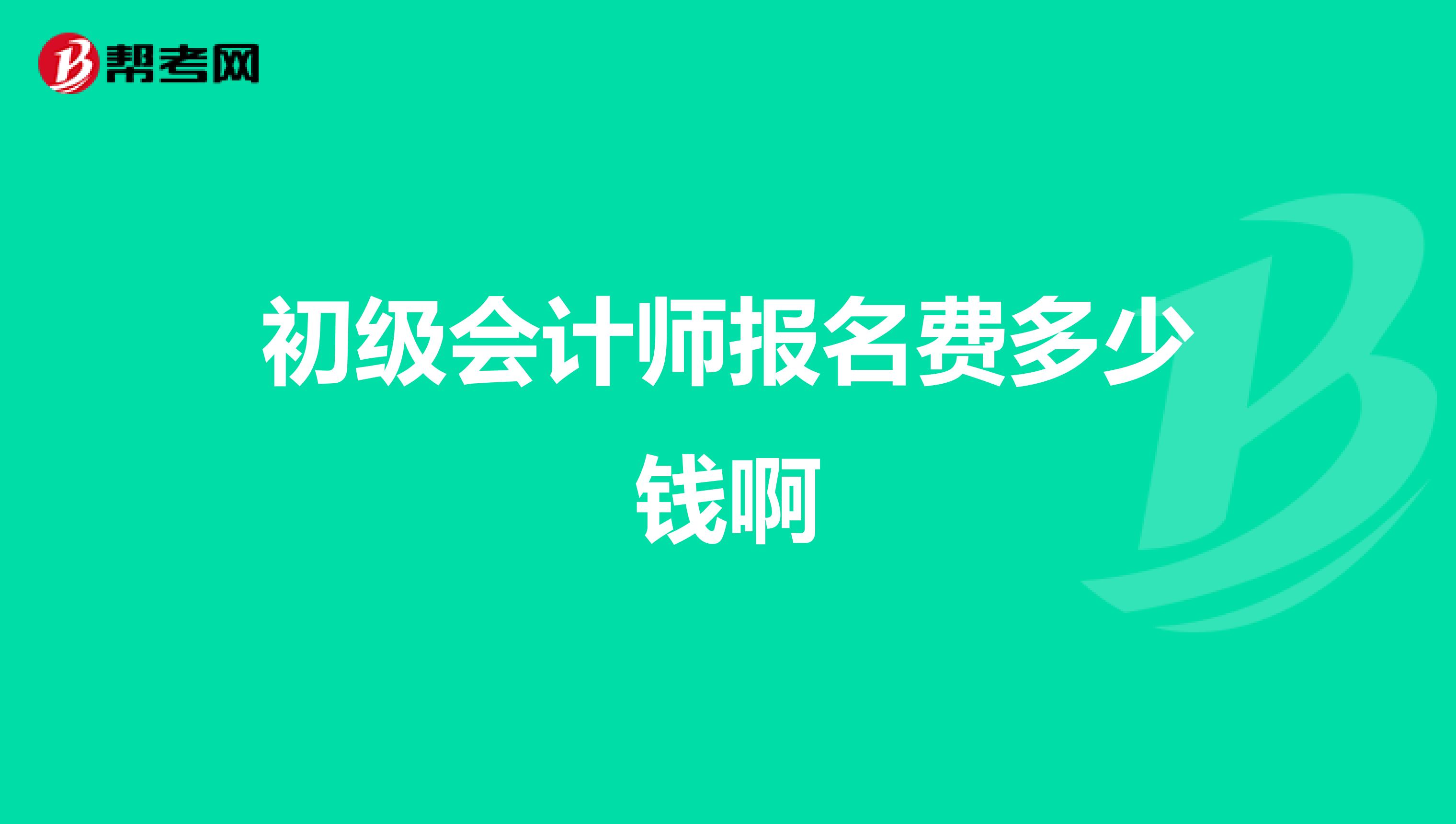 初级会计师报名费多少钱啊