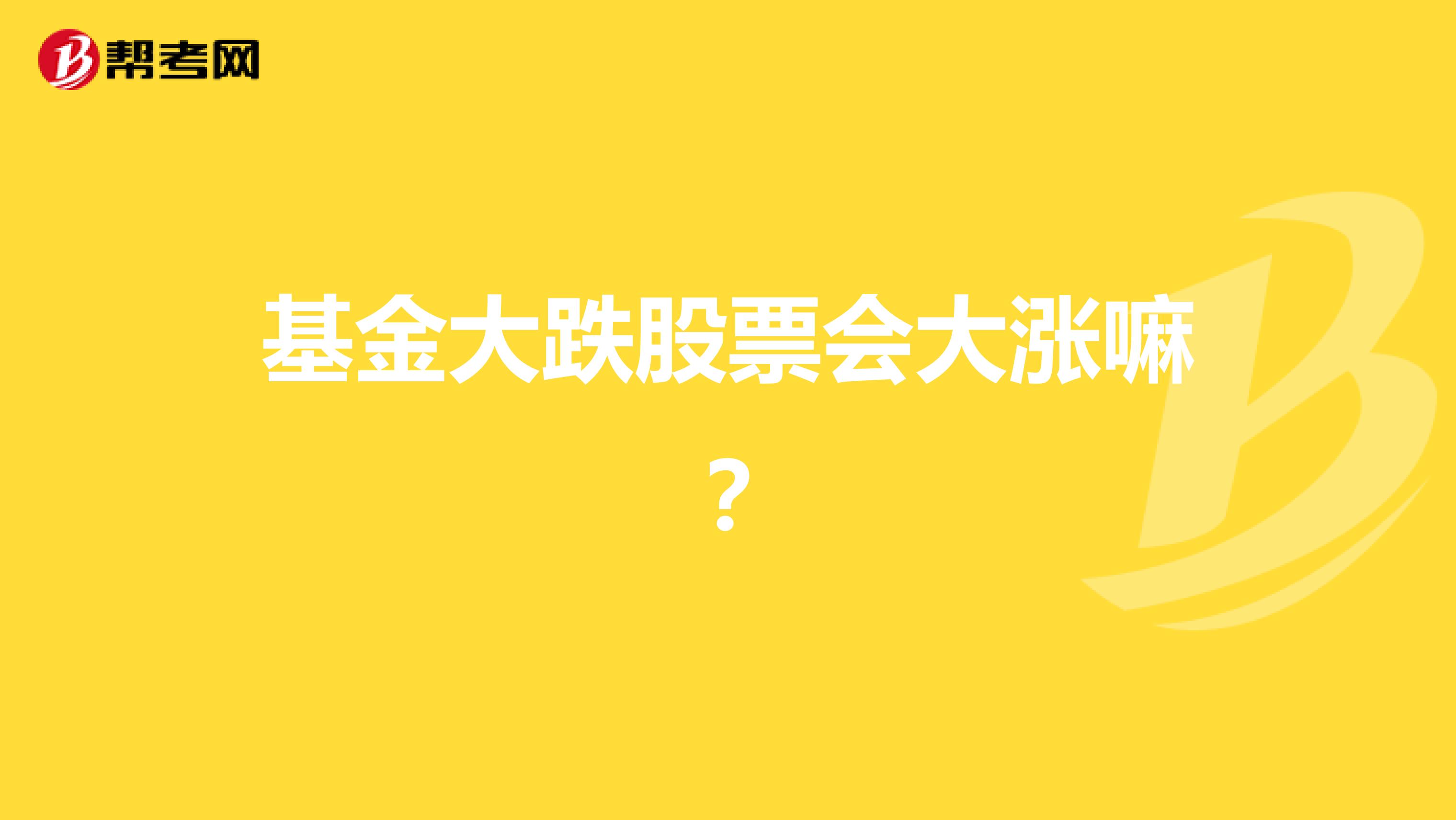 基金大跌股票会大涨嘛?