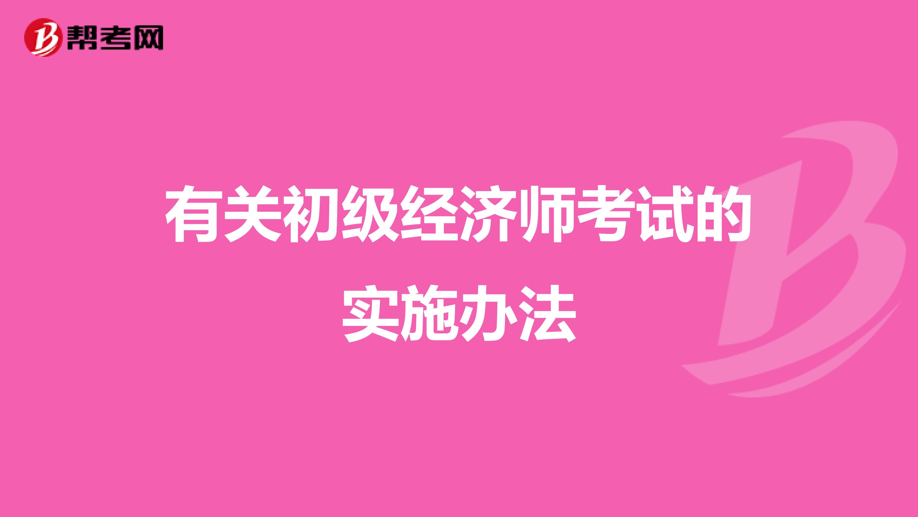 有关初级经济师考试的实施办法
