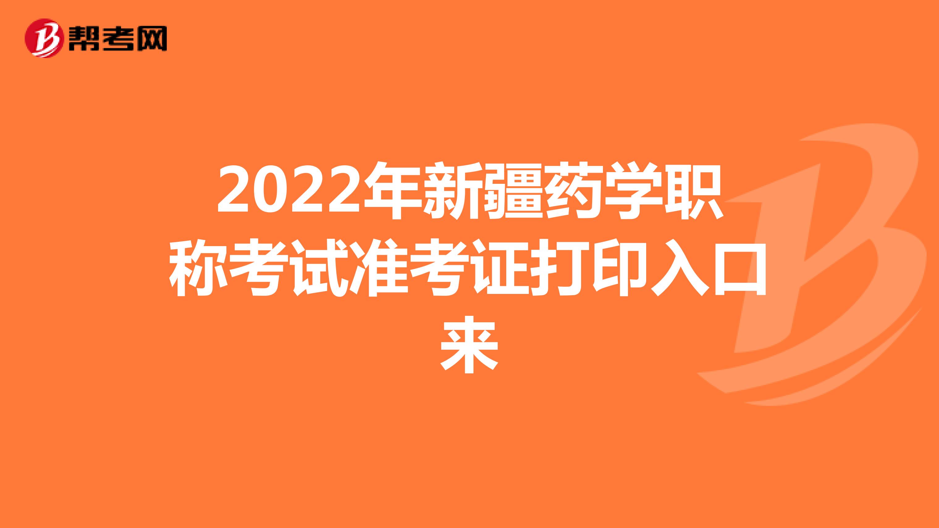 2022年新疆药学职称考试准考证打印入口