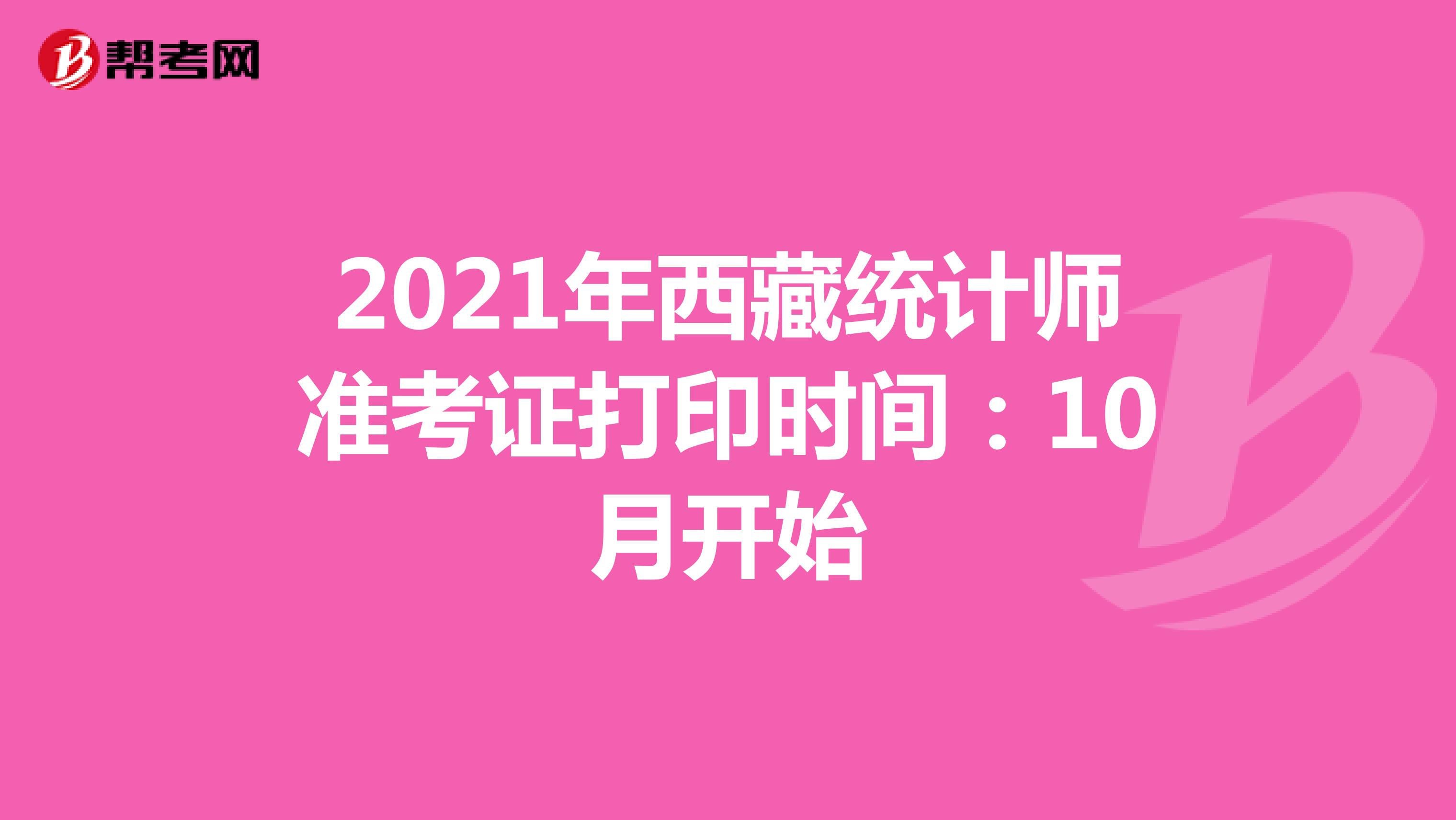 2021年西藏统计师准考证打印时间：10月开始