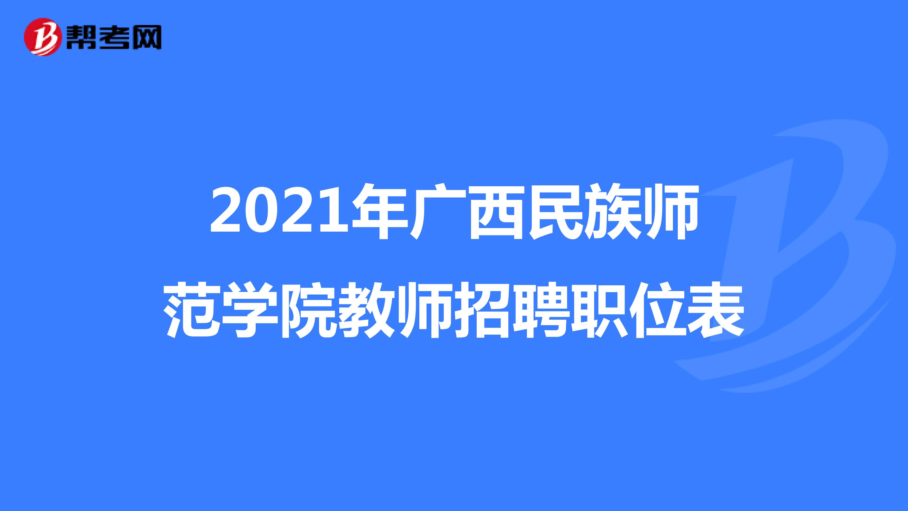 2021年广西民族师范学院教师招聘职位表
