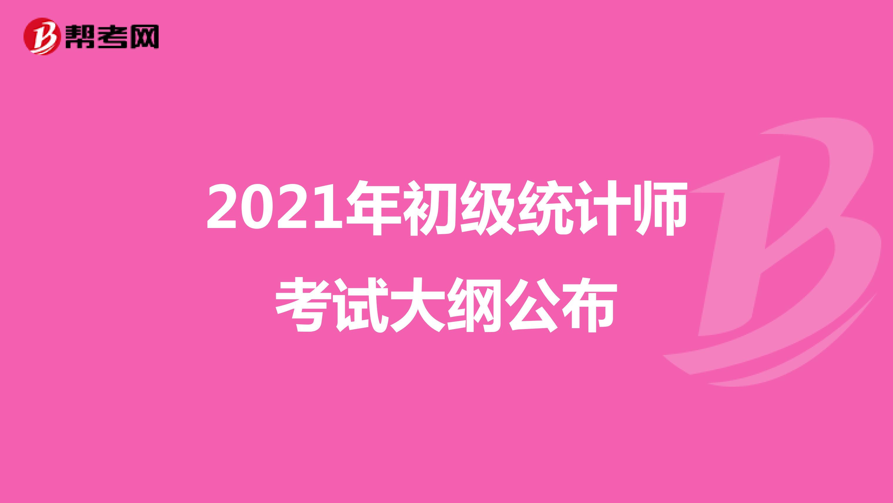 2021年初級統計師考試大綱公布