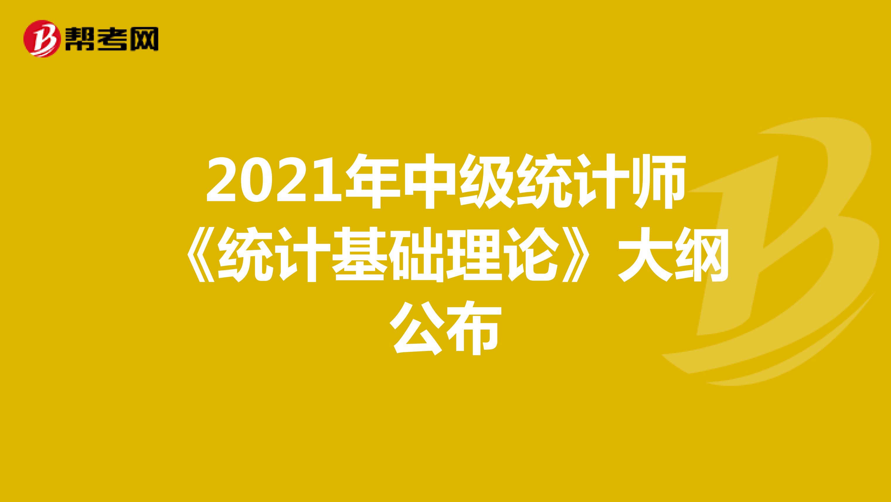 2021年中级统计师《统计基础理论》大纲公布