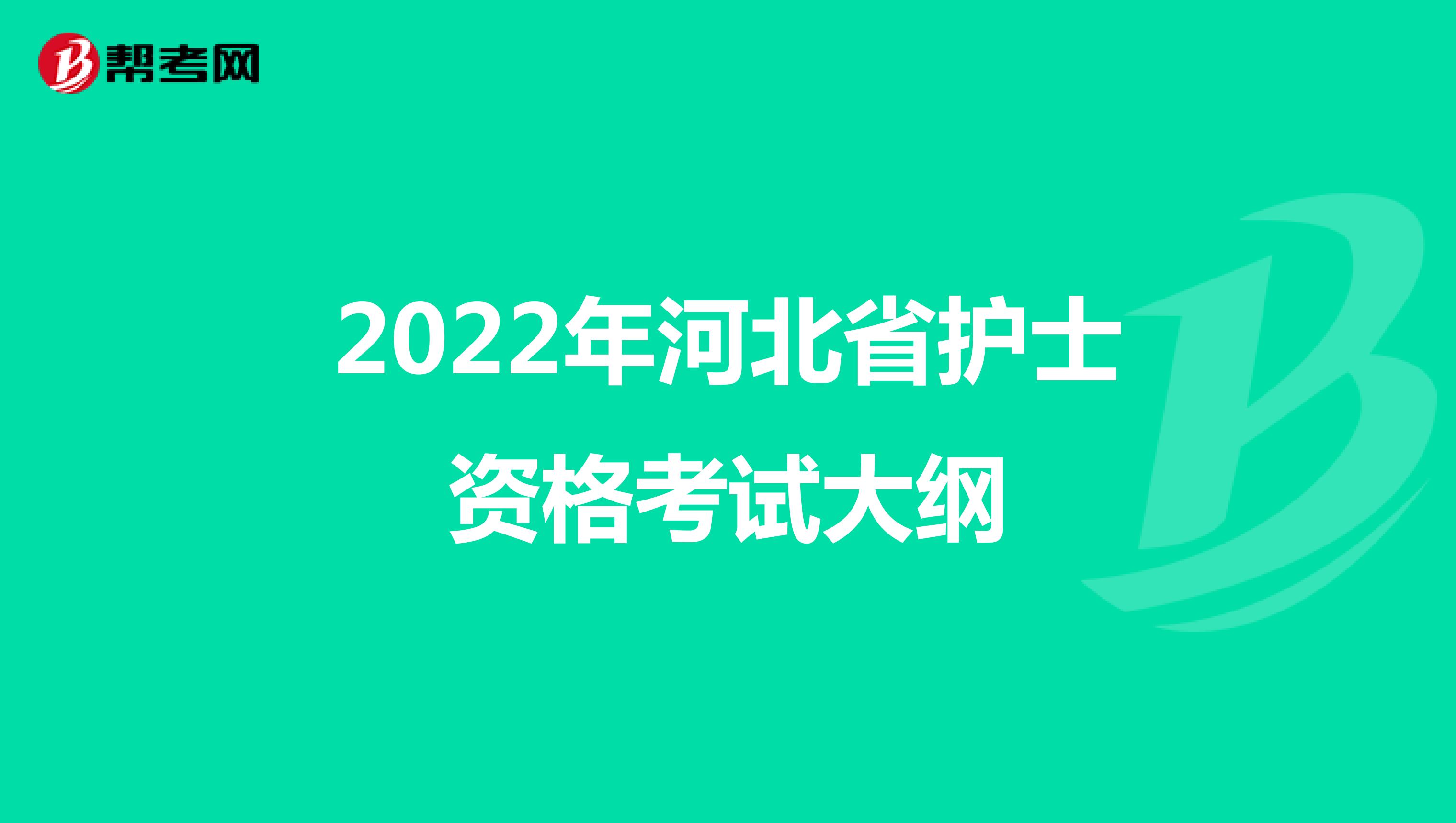 2022年河北省护士资格考试大纲