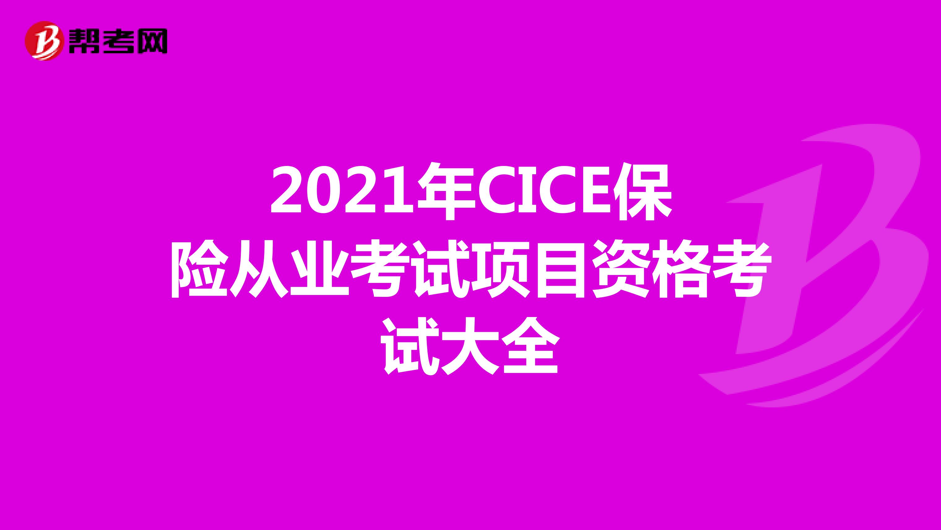 2021年CICE保险从业考试项目资格考试大全