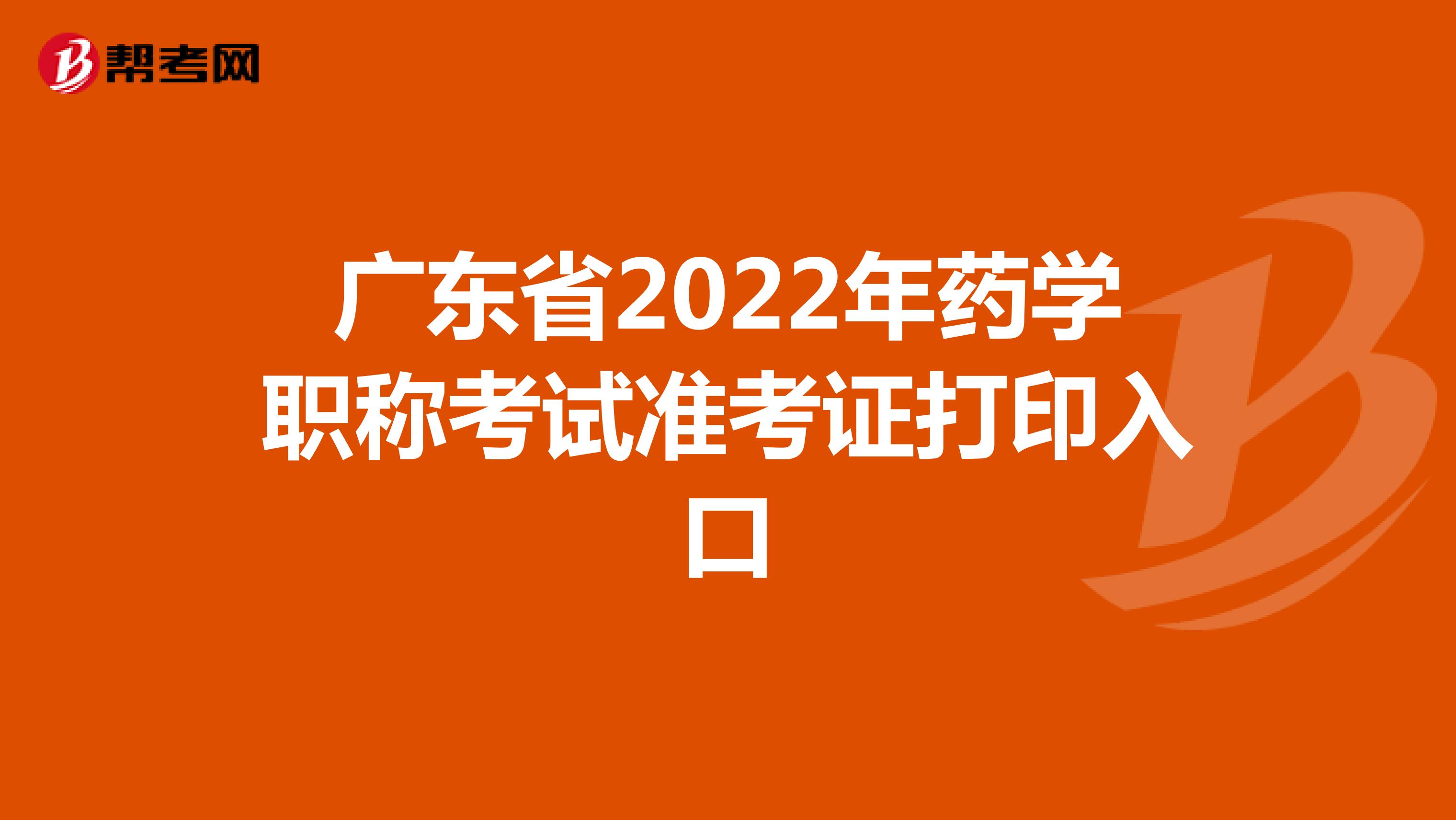 广东省2022年药学职称考试准考证打印入口
