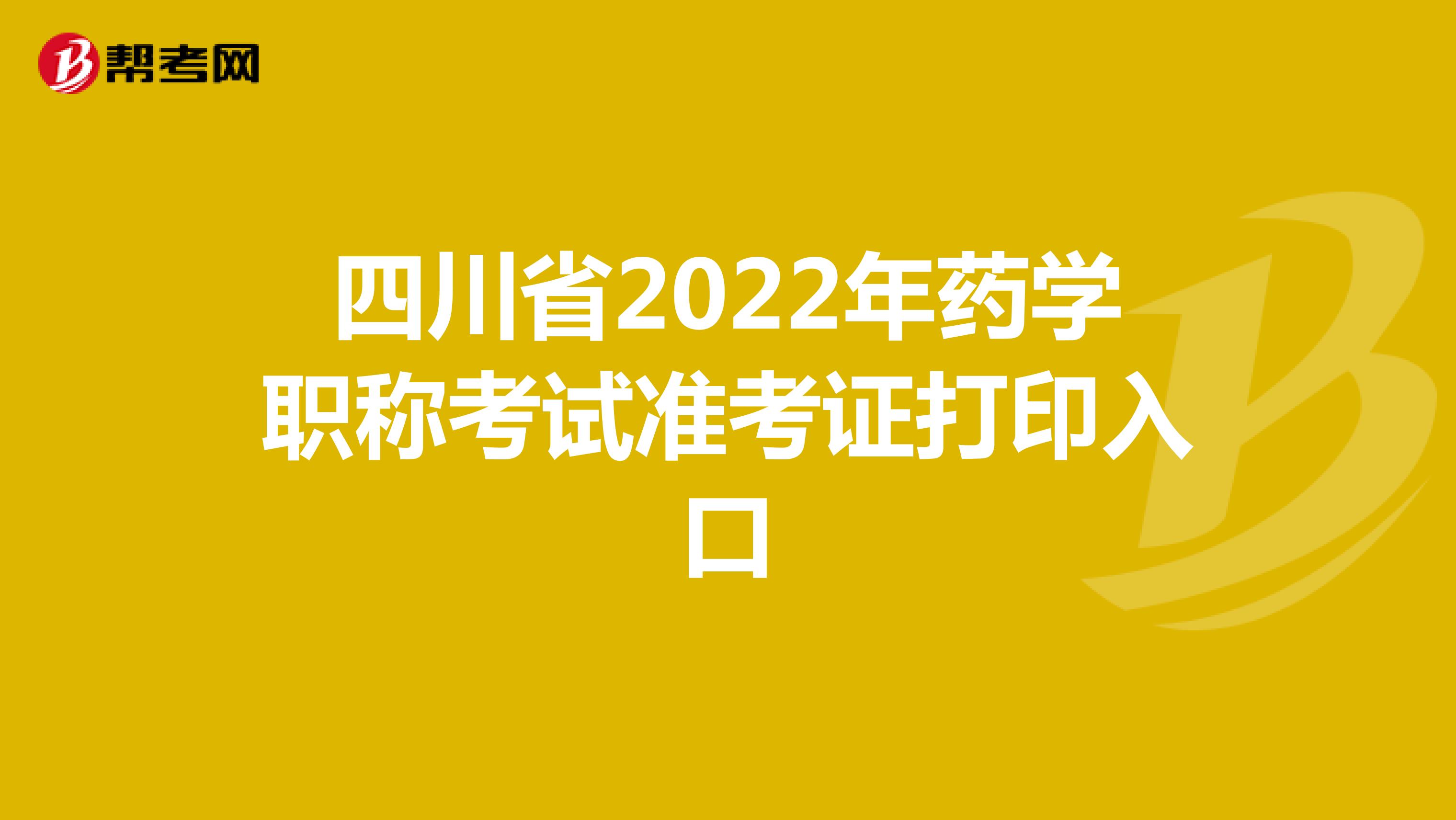 四川省2022年药学职称考试准考证打印入口