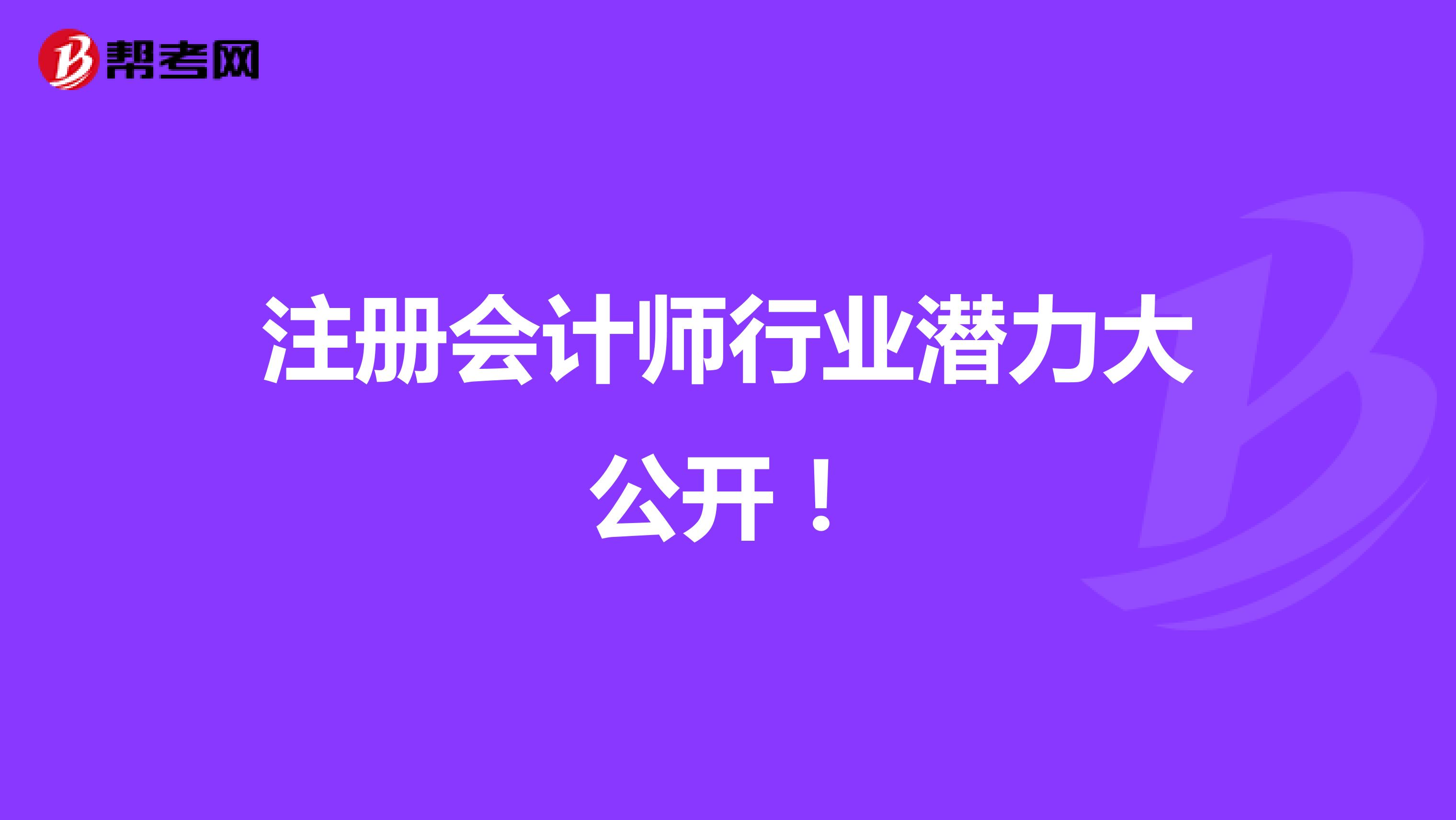 注冊會計師行業潛力大公開！