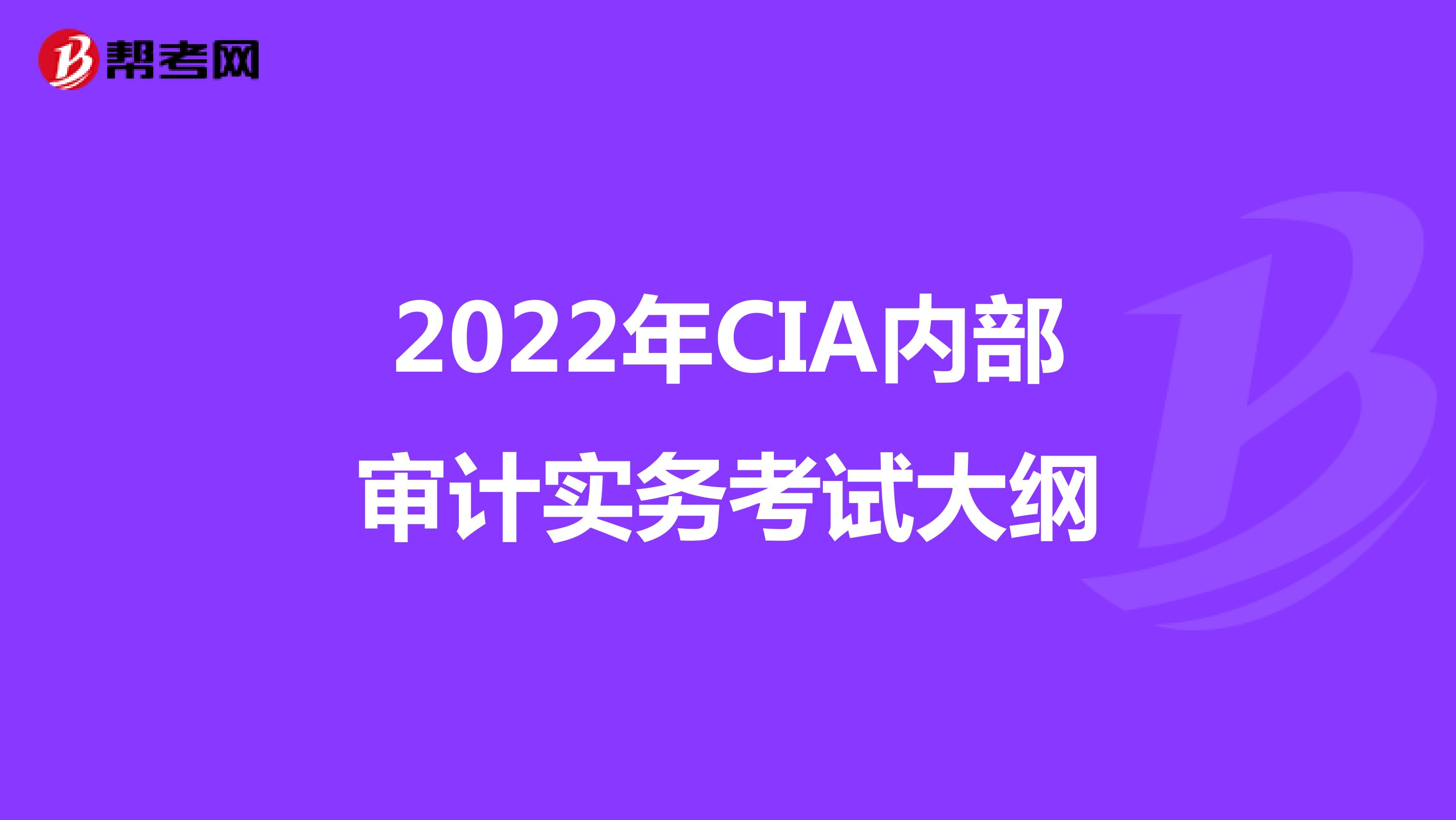 2022年CIA内部审计实务考试大纲