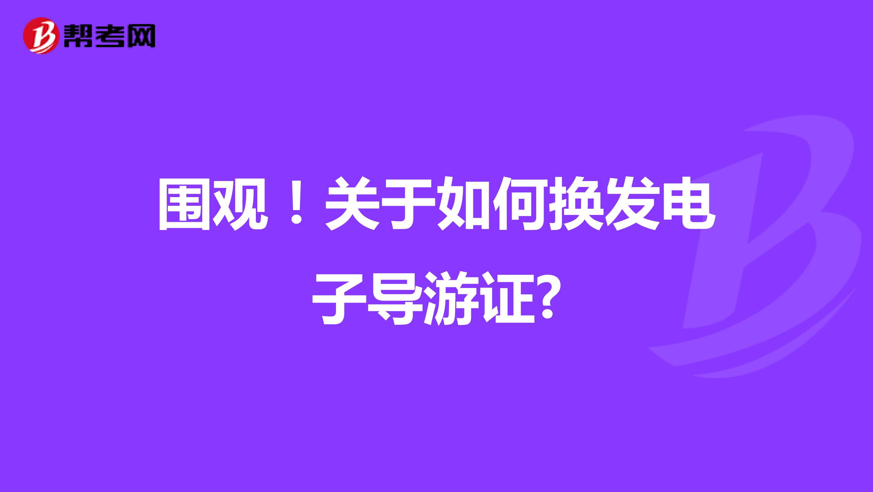 围观！关于如何换发电子导游证?