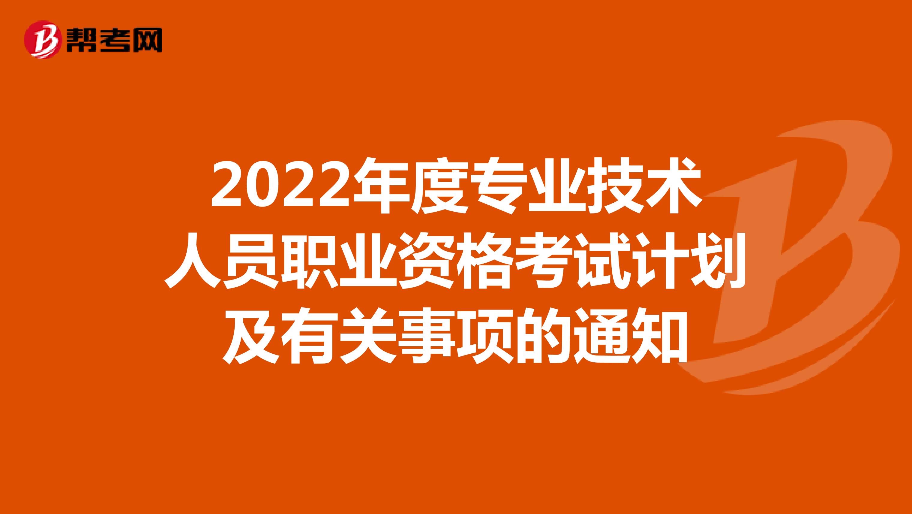 2022年度专业技术人员职业资格考试计划及有关事项的通知