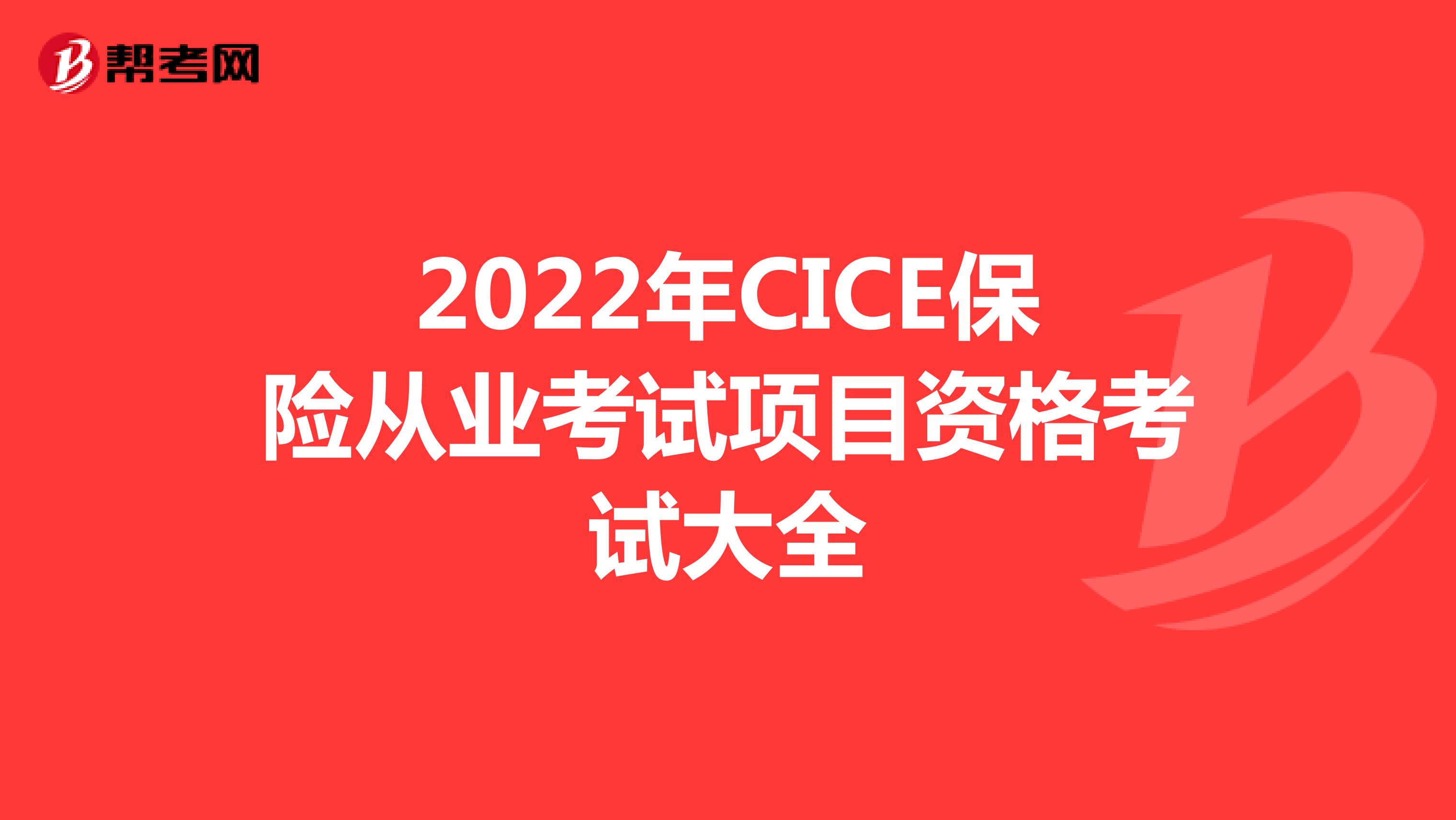 2022年CICE保险从业考试项目资格考试大全