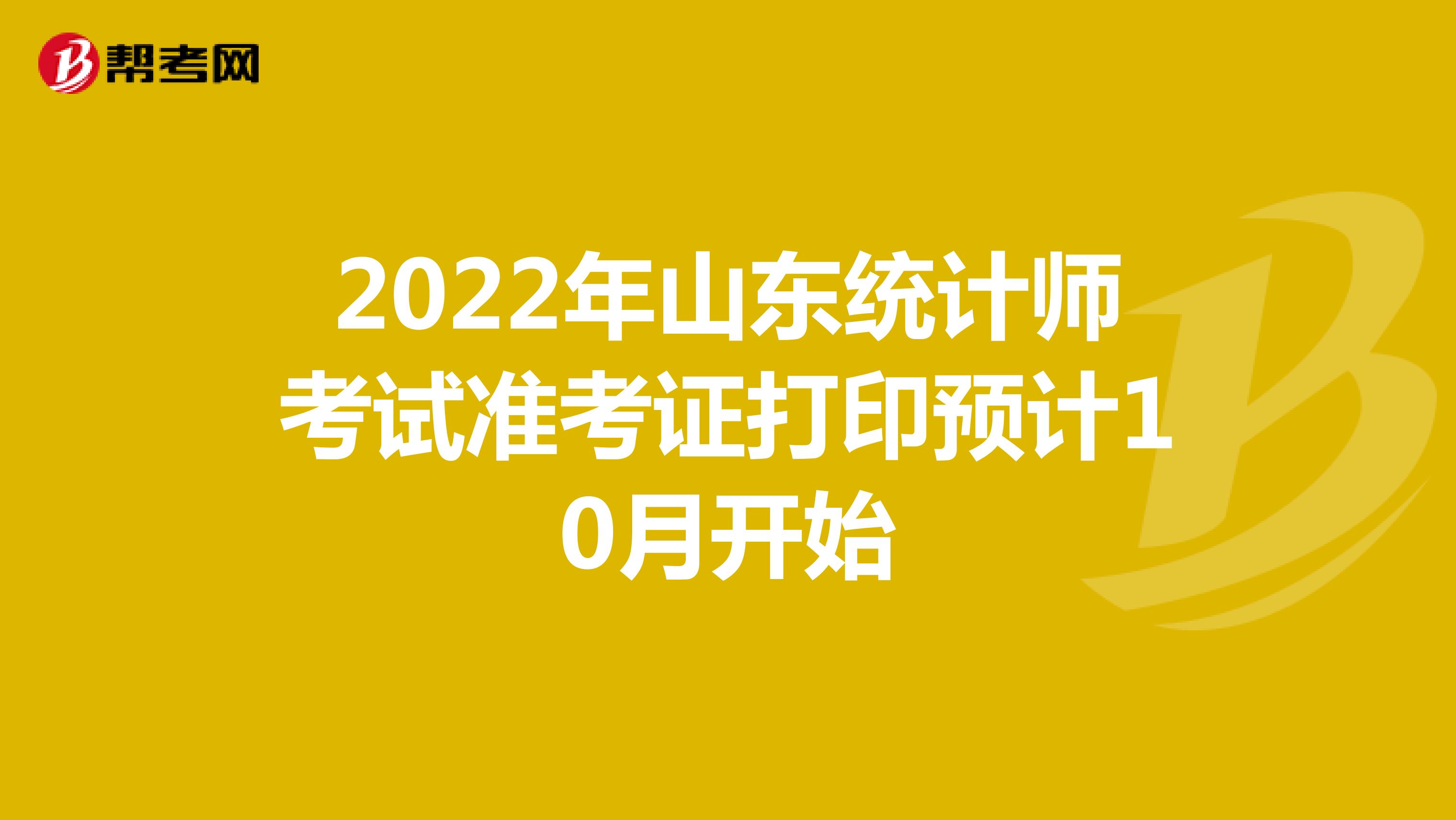 2022年山东统计师考试准考证打印预计10月开始