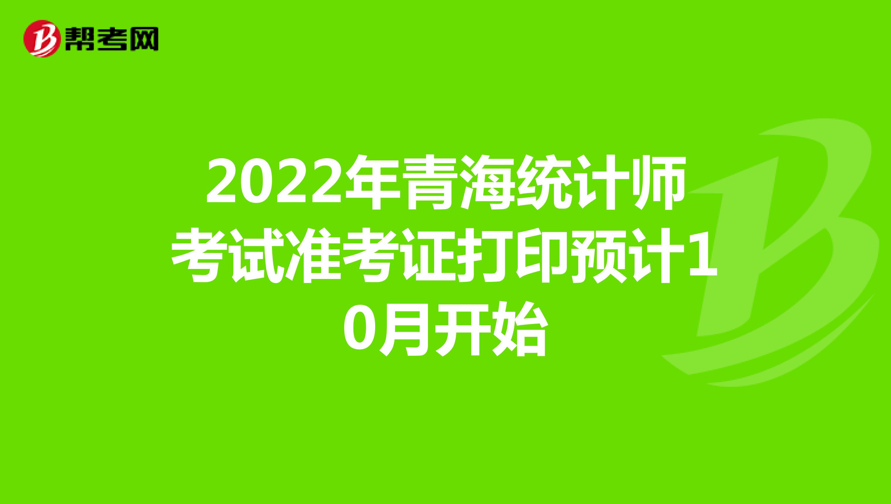 2022年青海统计师考试准考证打印预计10月开始