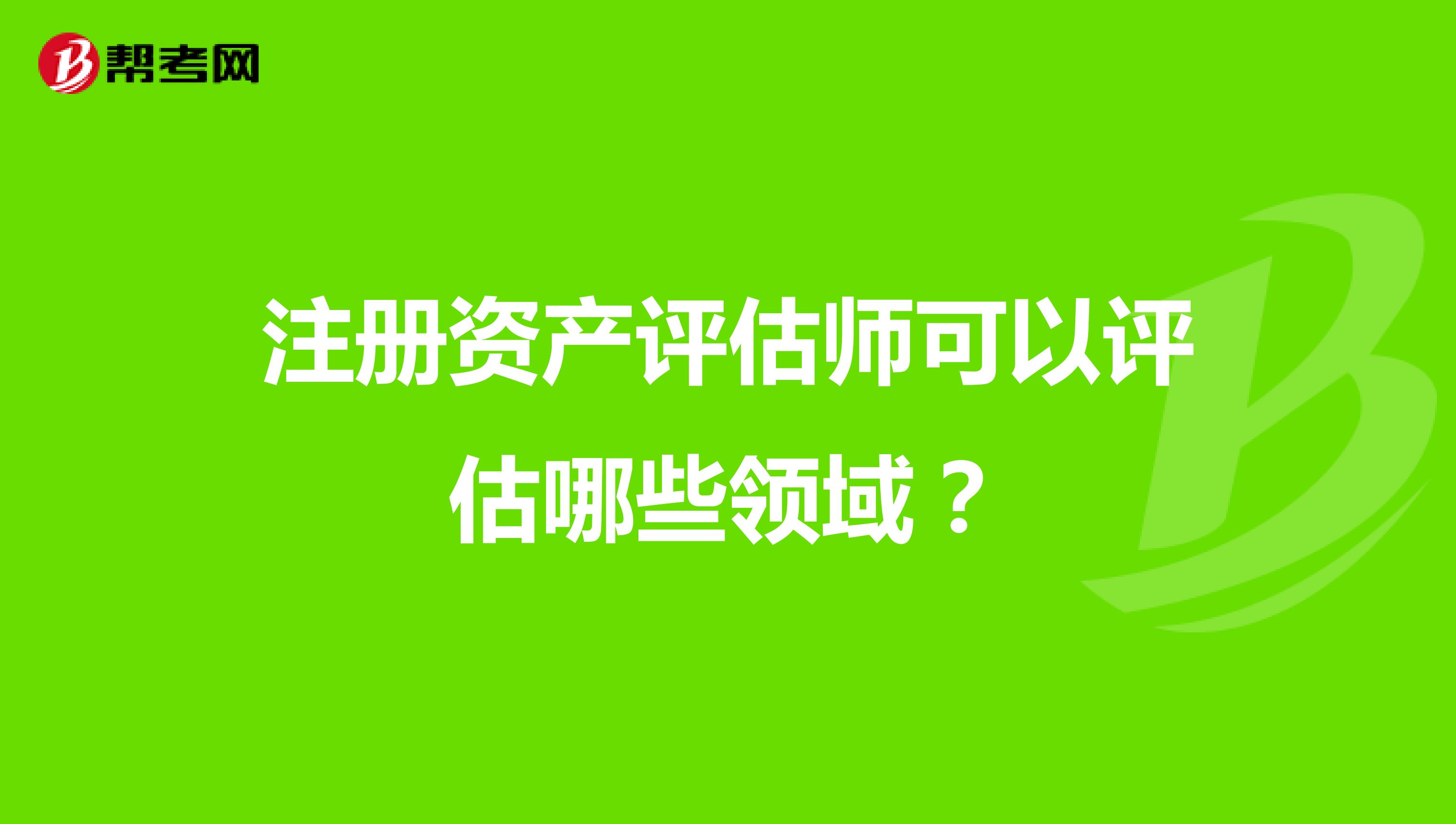 注冊資產評估師可以評估哪些領域？