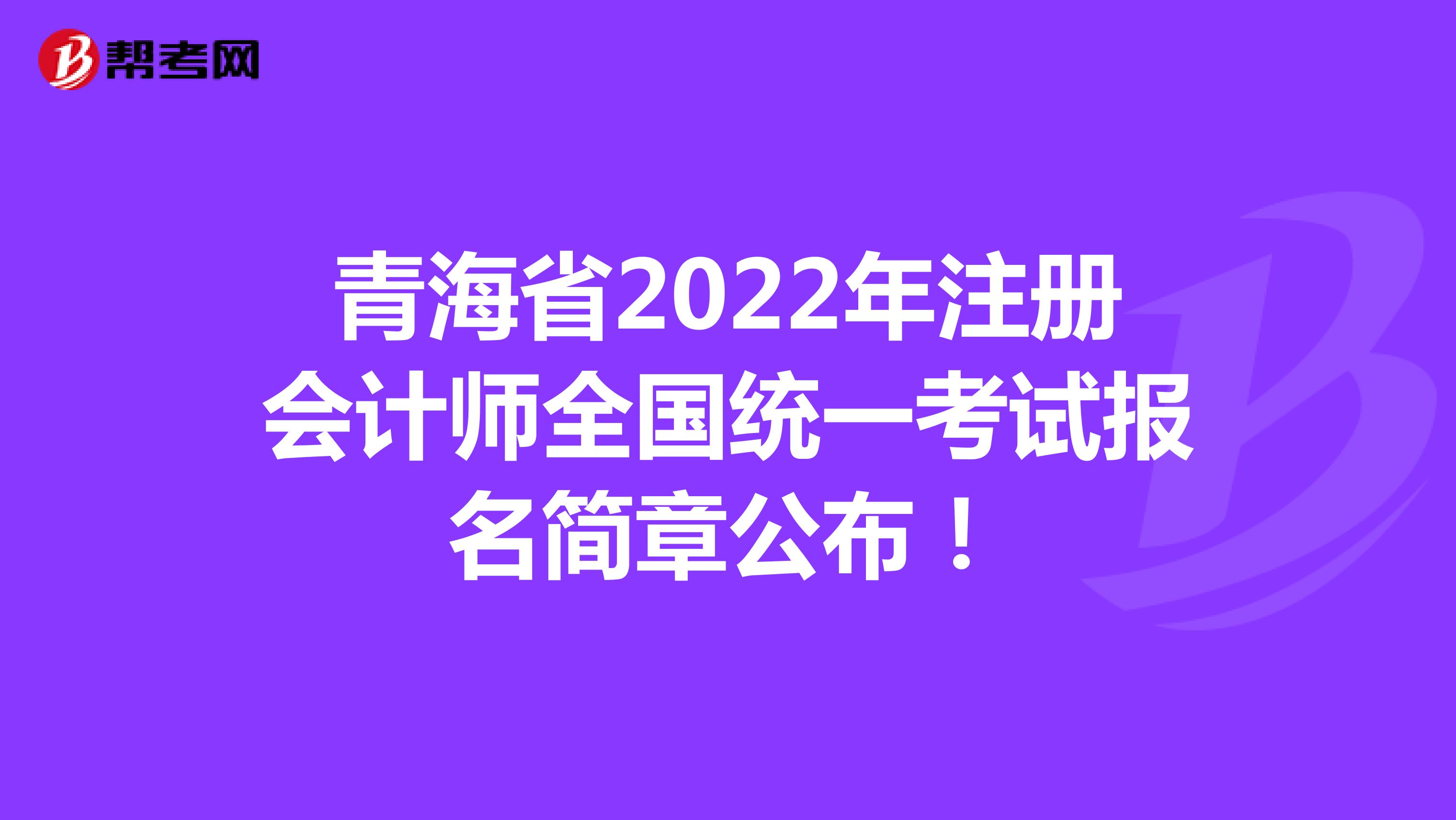 青海省2022年注冊會計師全國統(tǒng)一考試報名簡章公布！