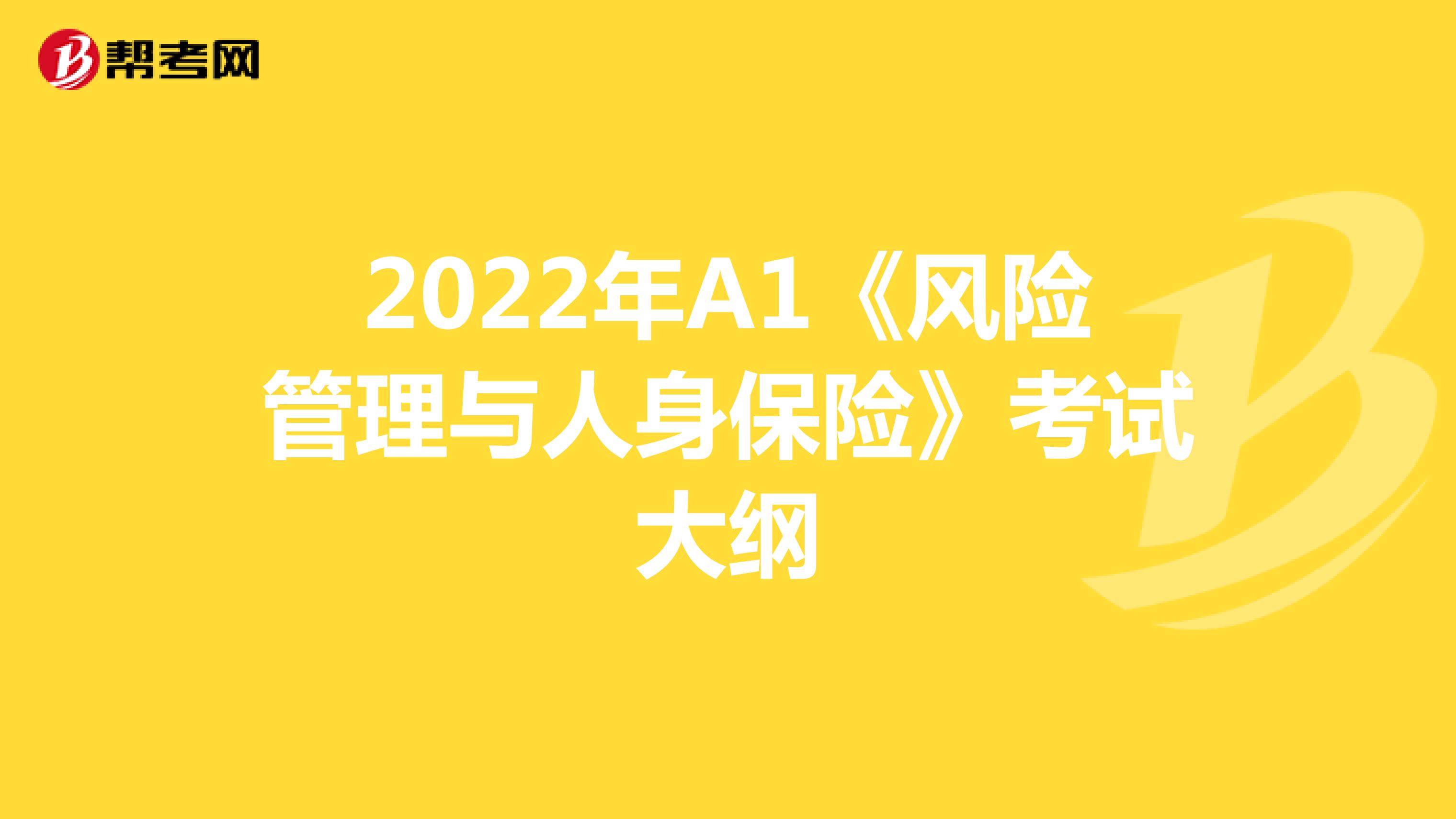 2022年A1《风险管理与人身保险》考试大纲