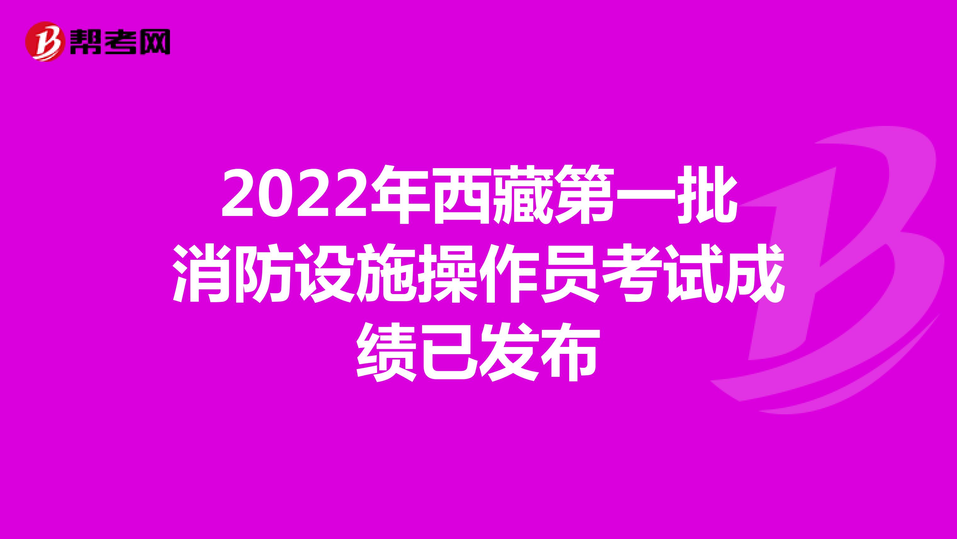 2022年西藏第一批消防设施操作员考试成绩已发布