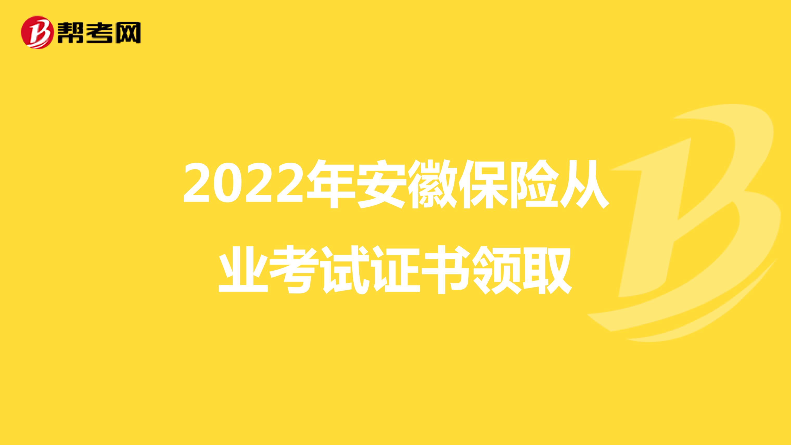 2022年安徽保险从业考试证书领取