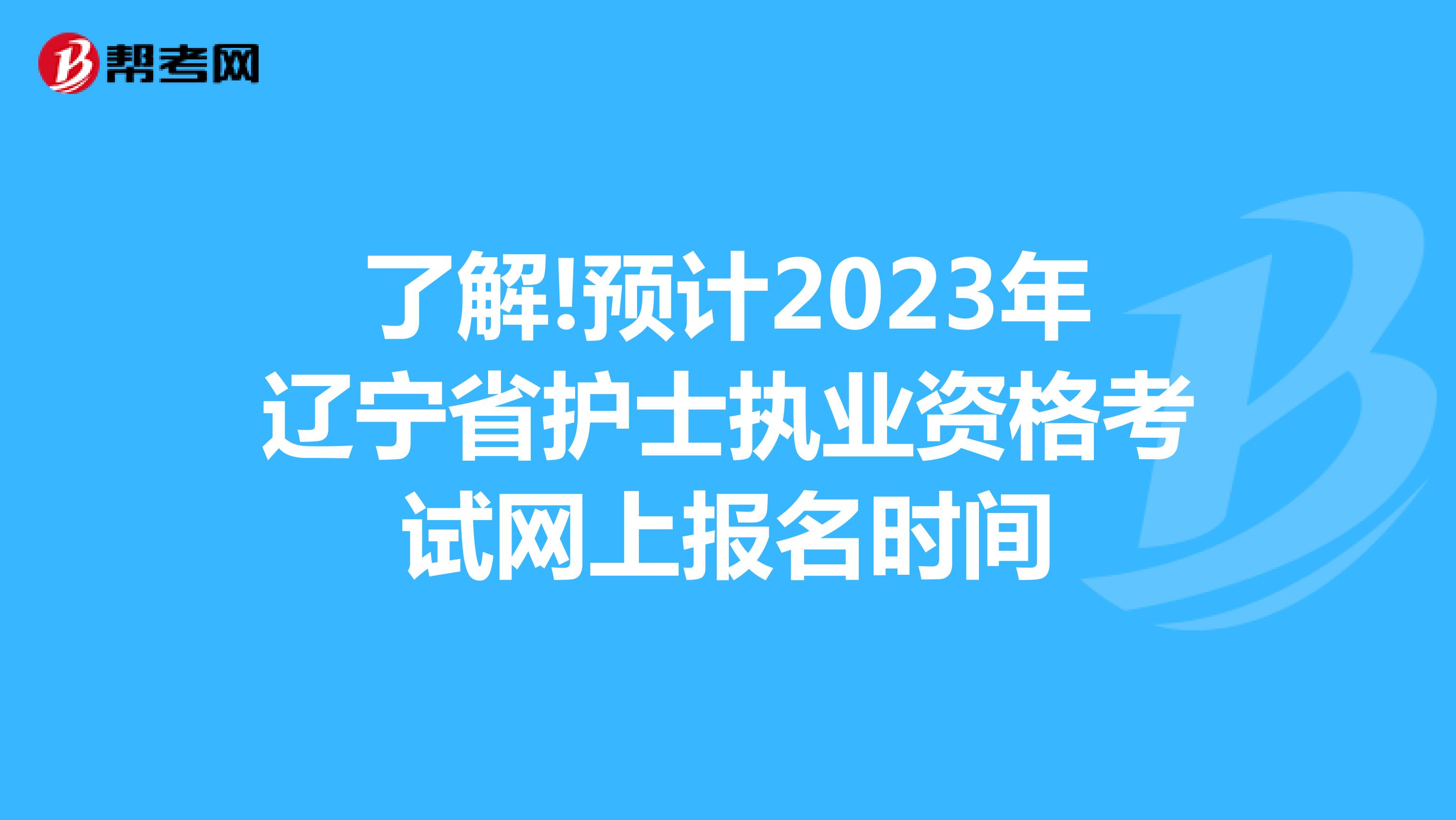 了解!预计2023年辽宁省护士执业资格考试网上报名时间