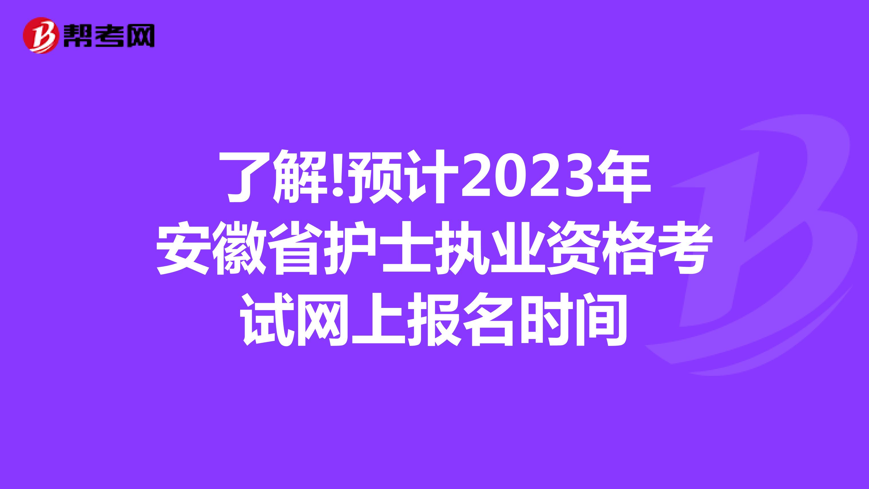 了解!预计2023年安徽省护士执业资格考试网上报名时间
