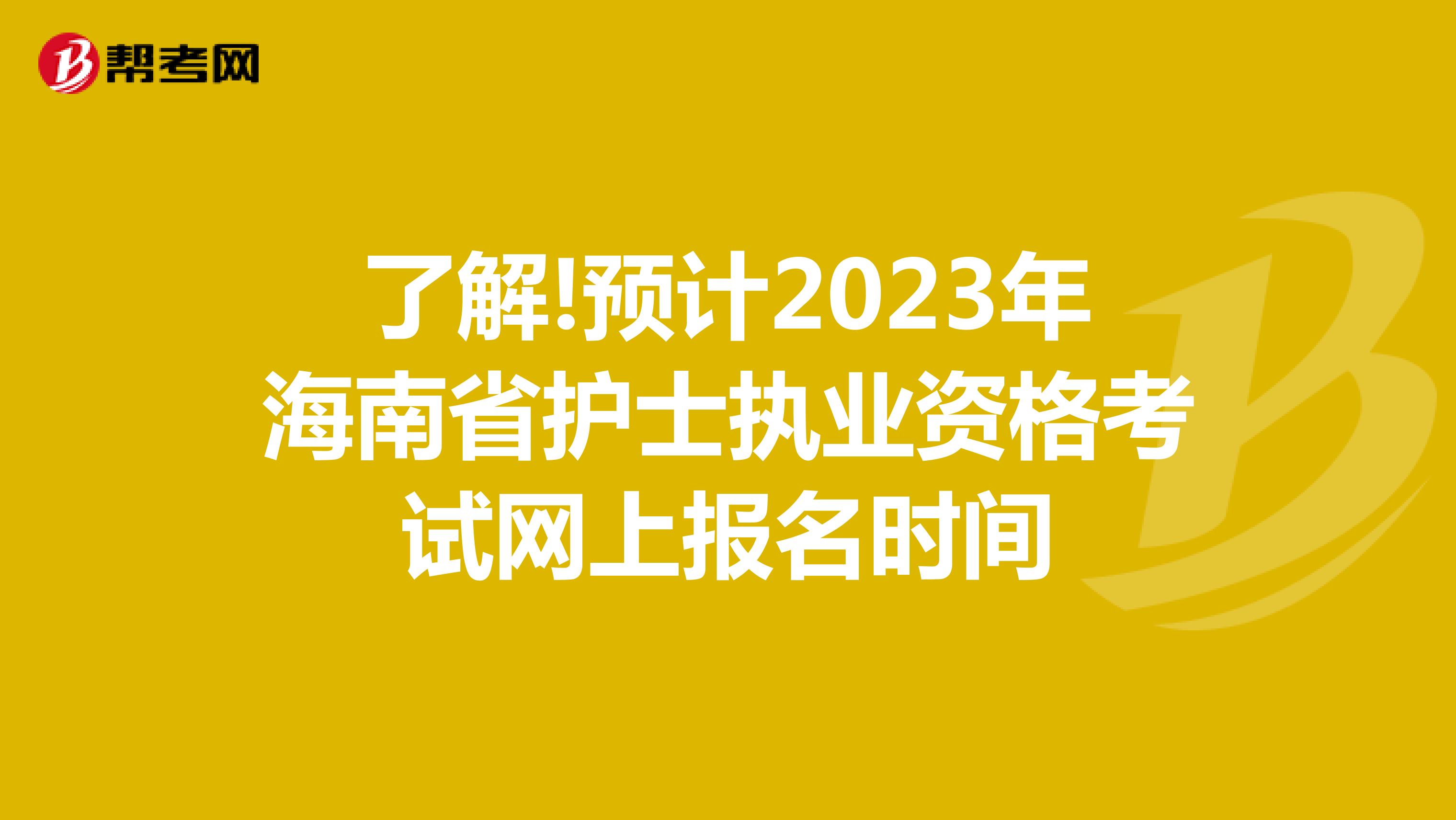 了解!预计2023年海南省护士执业资格考试网上报名时间