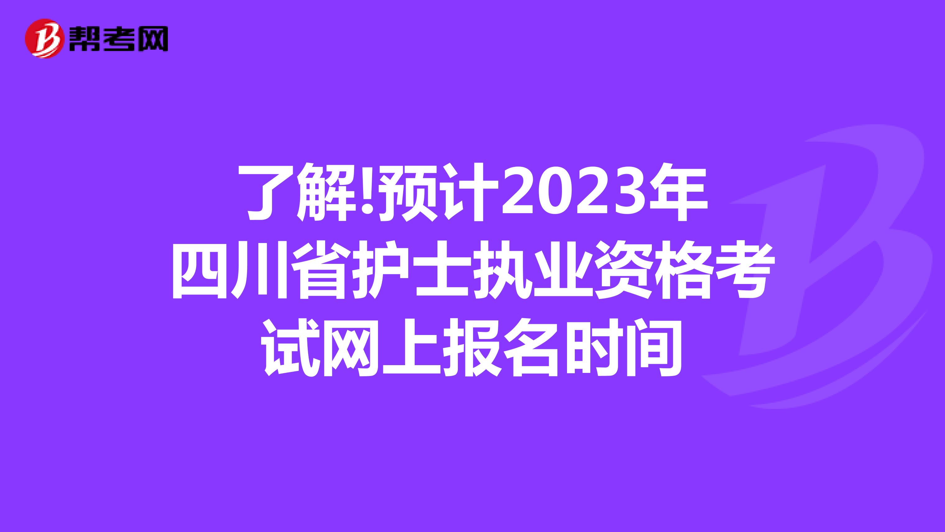了解!预计2023年四川省护士执业资格考试网上报名时间