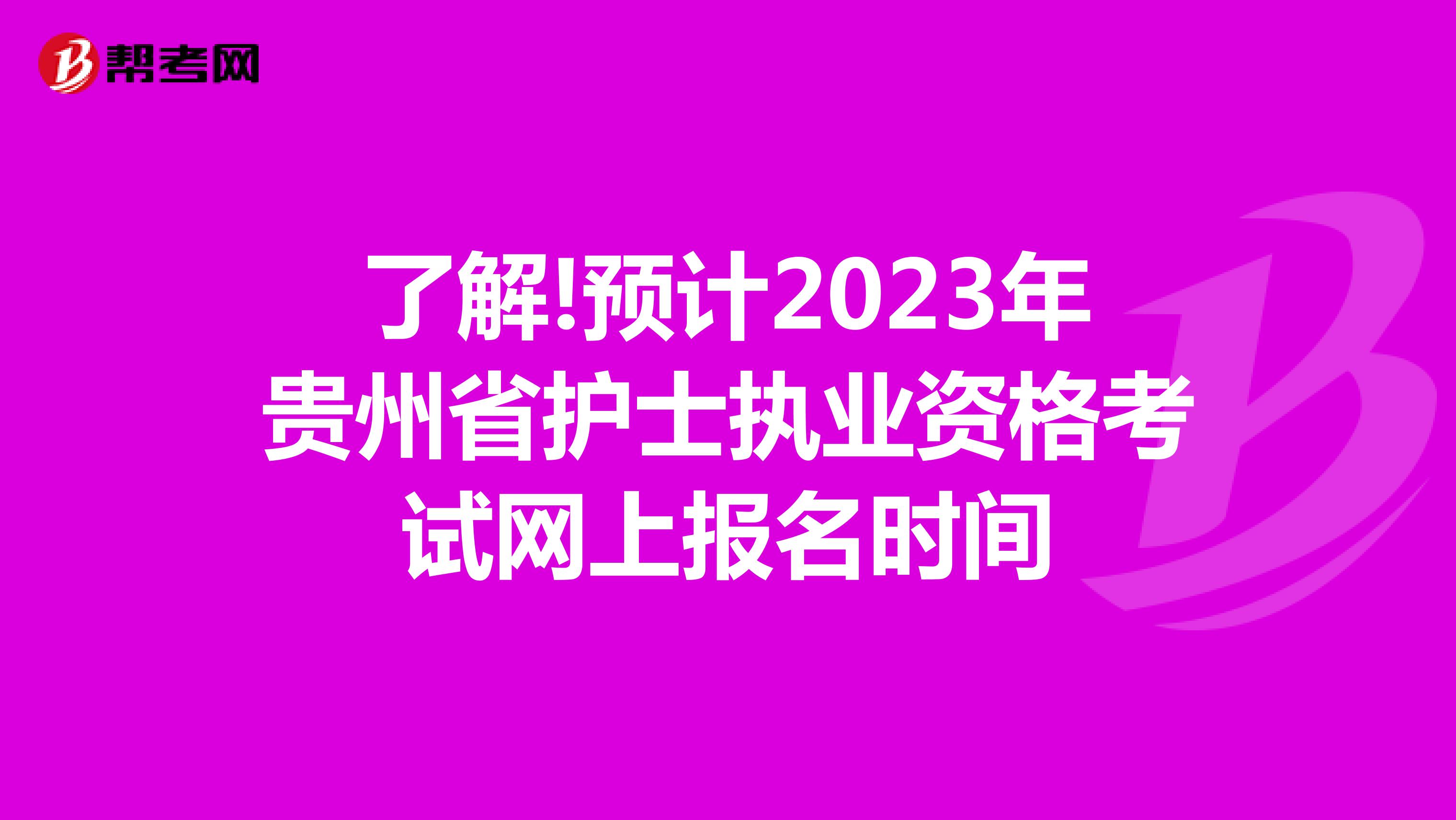 了解!预计2023年贵州省护士执业资格考试网上报名时间