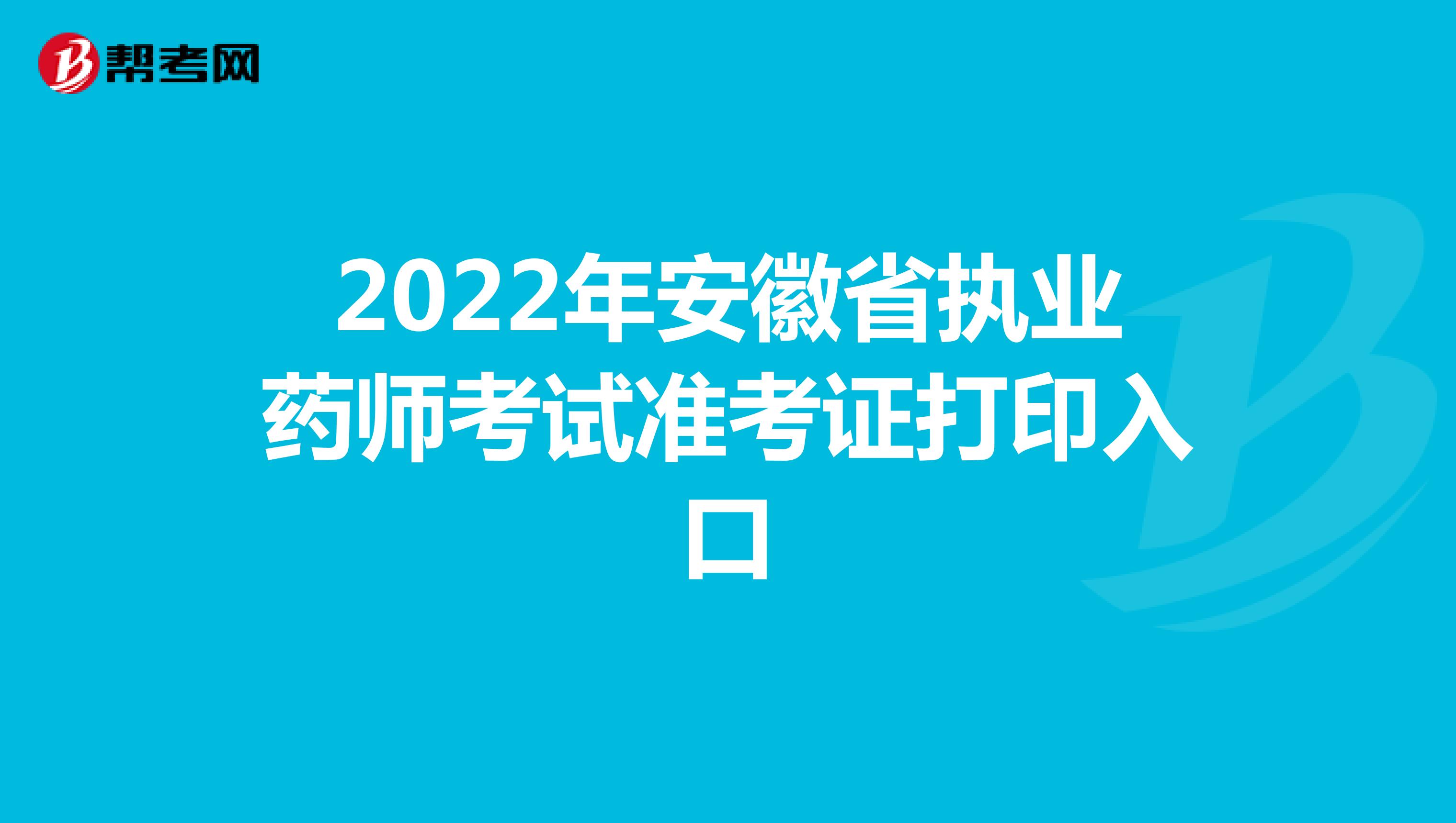 2022年安徽省执业药师考试准考证打印入口