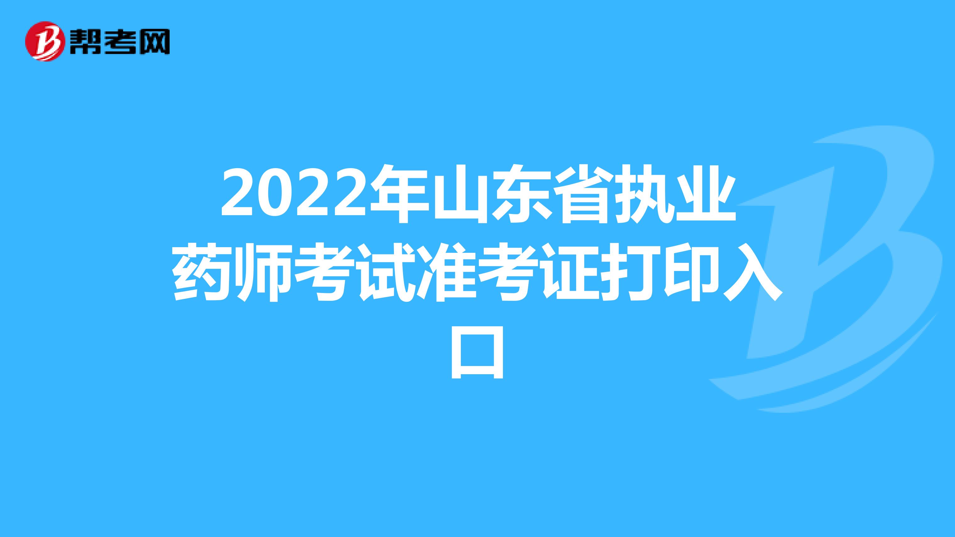2022年山东省执业药师考试准考证打印入口