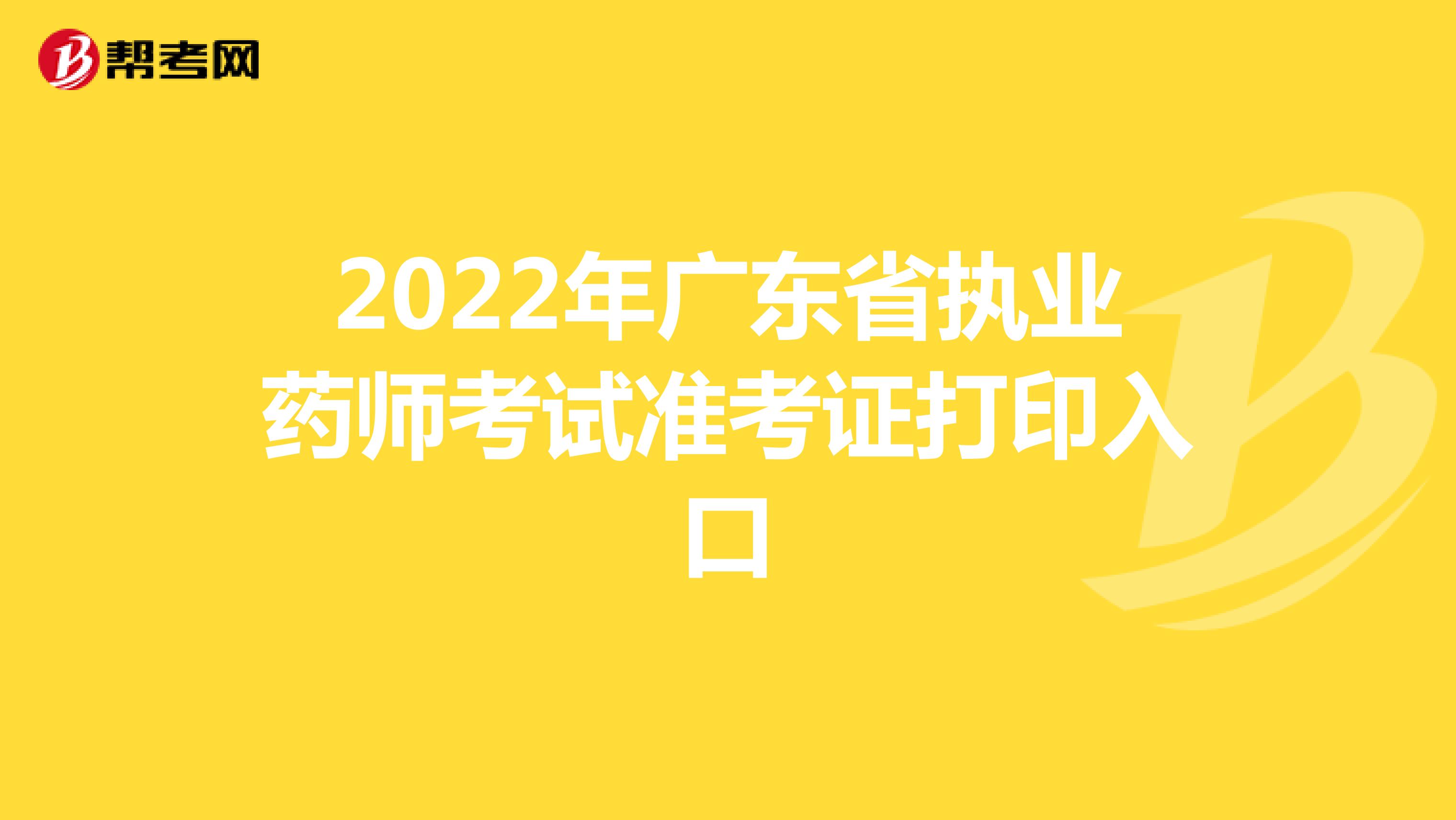 2022年广东省执业药师考试准考证打印入口