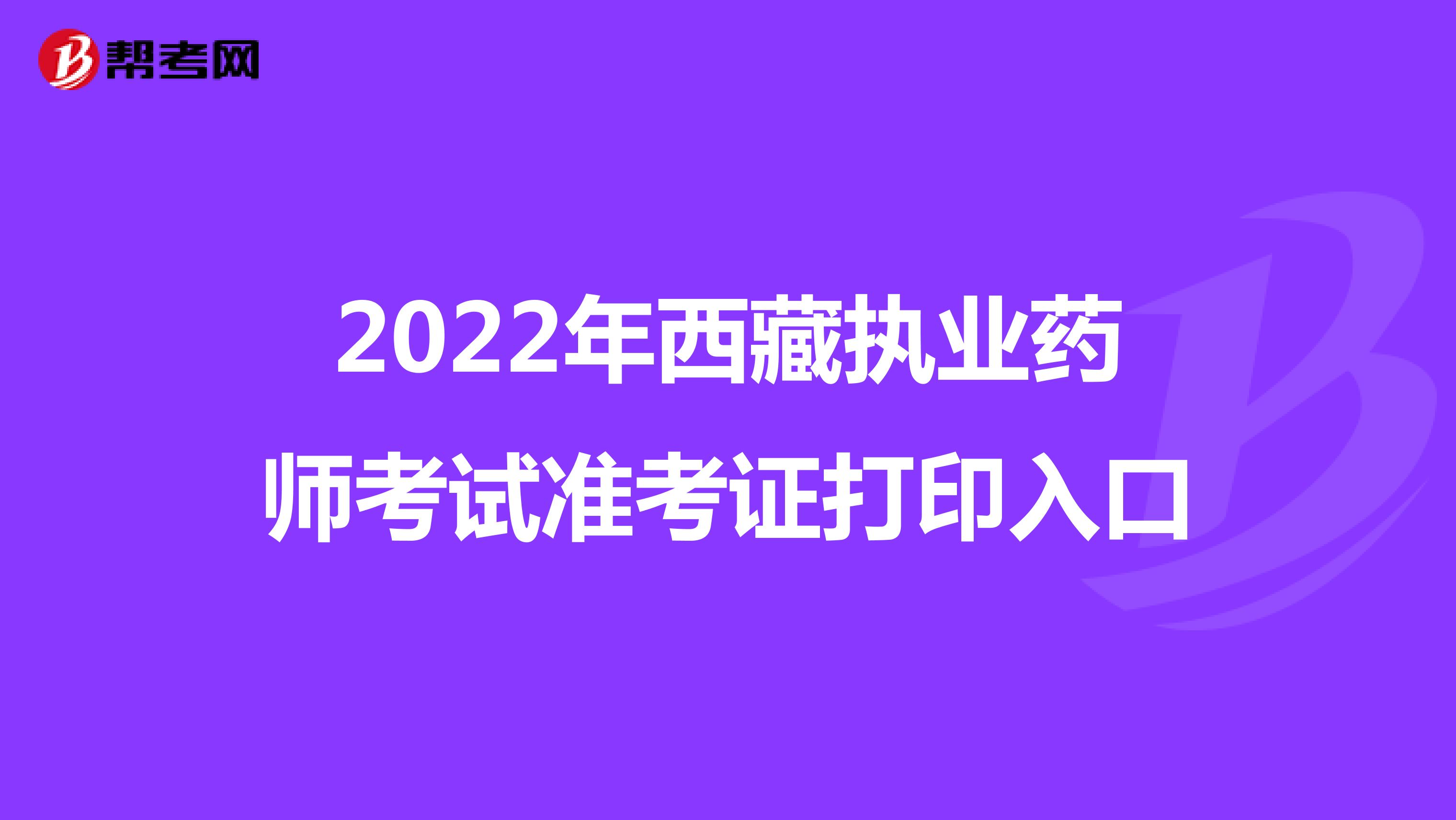 2022年西藏执业药师考试准考证打印入口