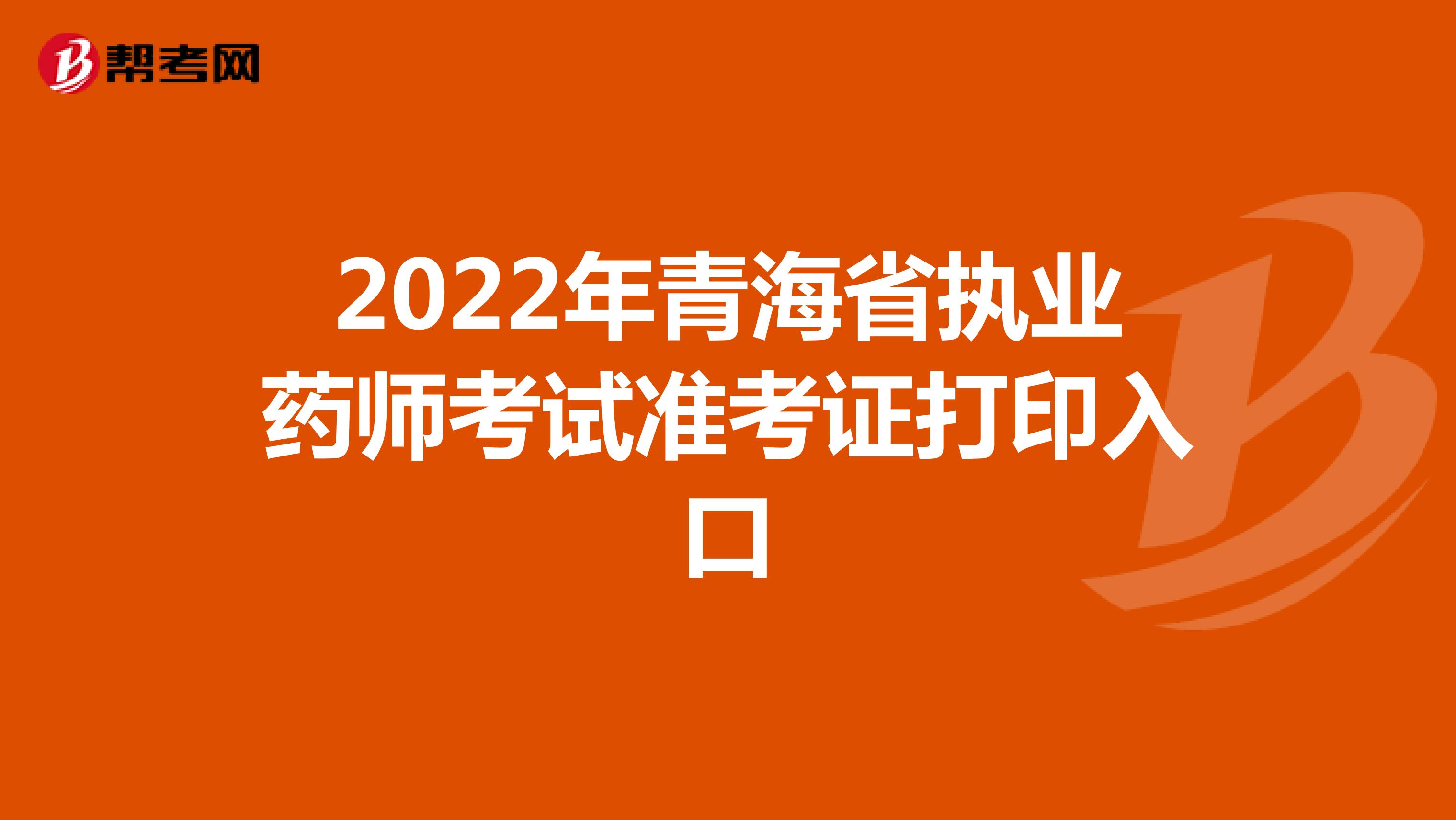 2022年青海省执业药师考试准考证打印入口