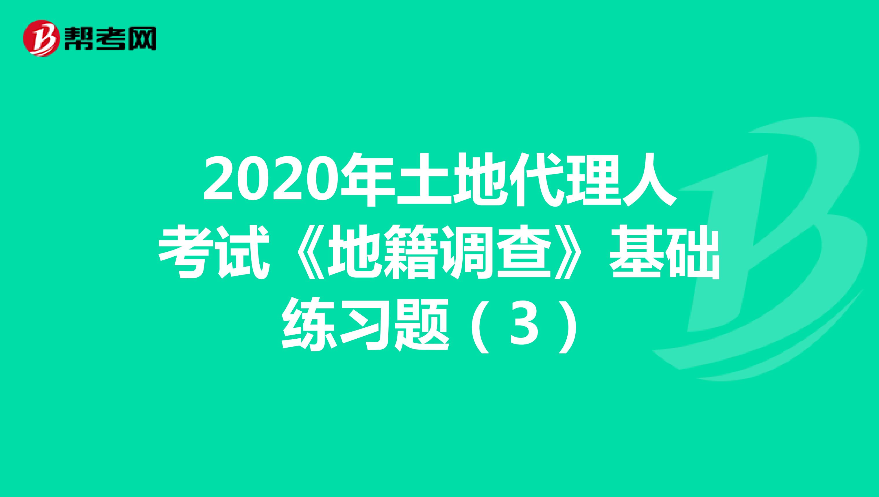 2020年土地代理人考试《地籍调查》基础练习题（3）