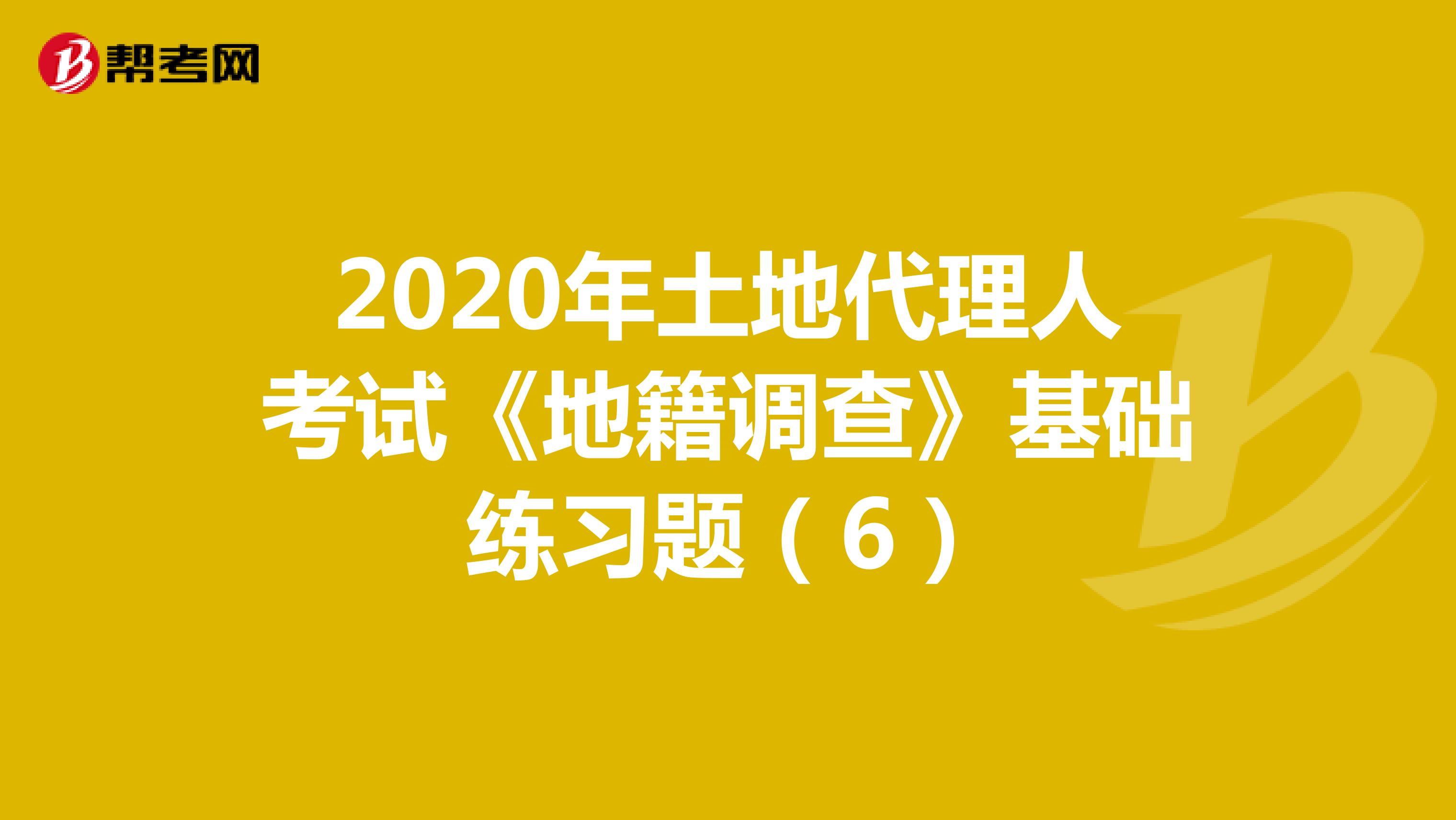 2020年土地代理人考试《地籍调查》基础练习题(6)