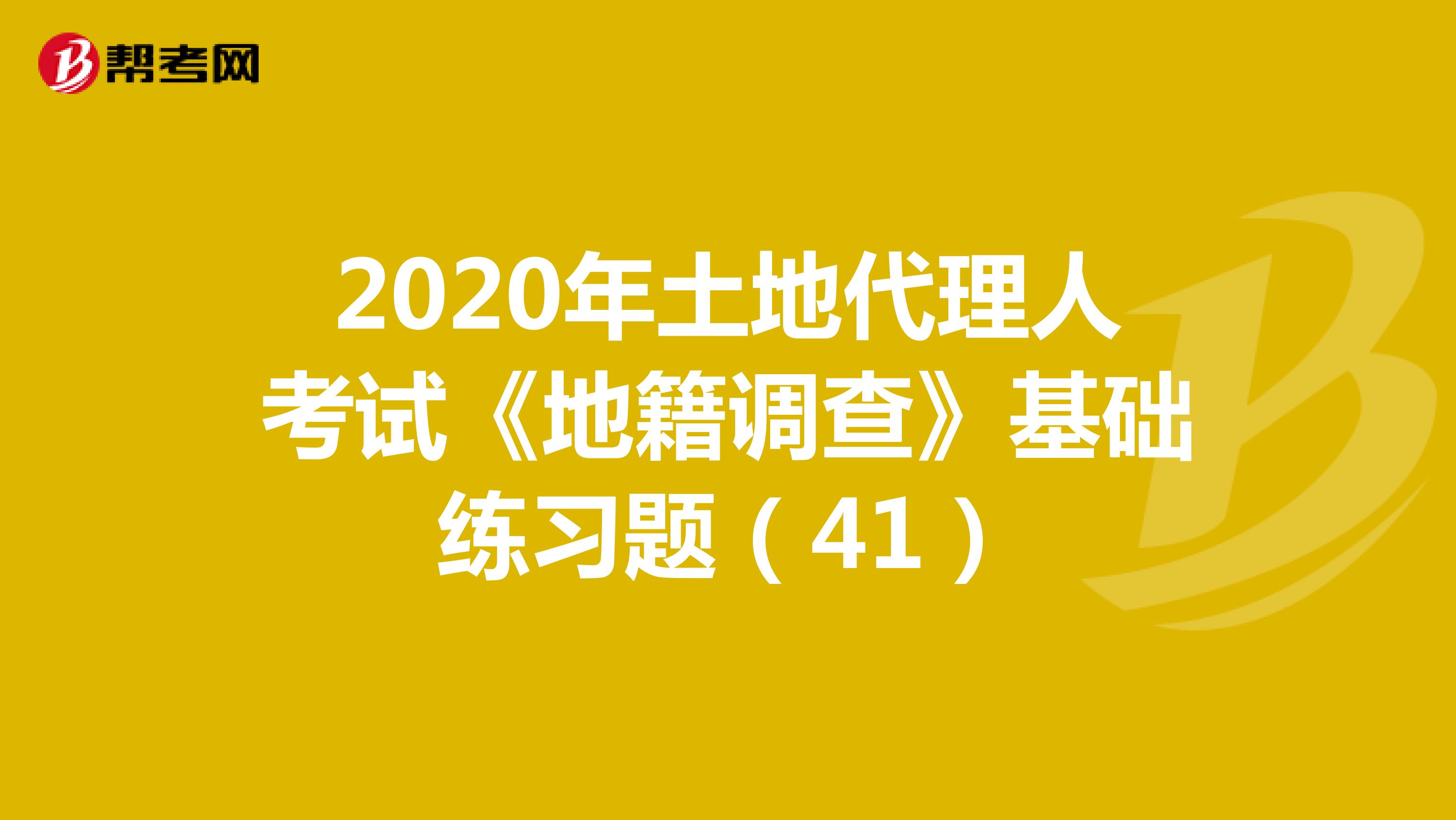 2020年土地代理人考试《地籍调查》基础练习题(41)