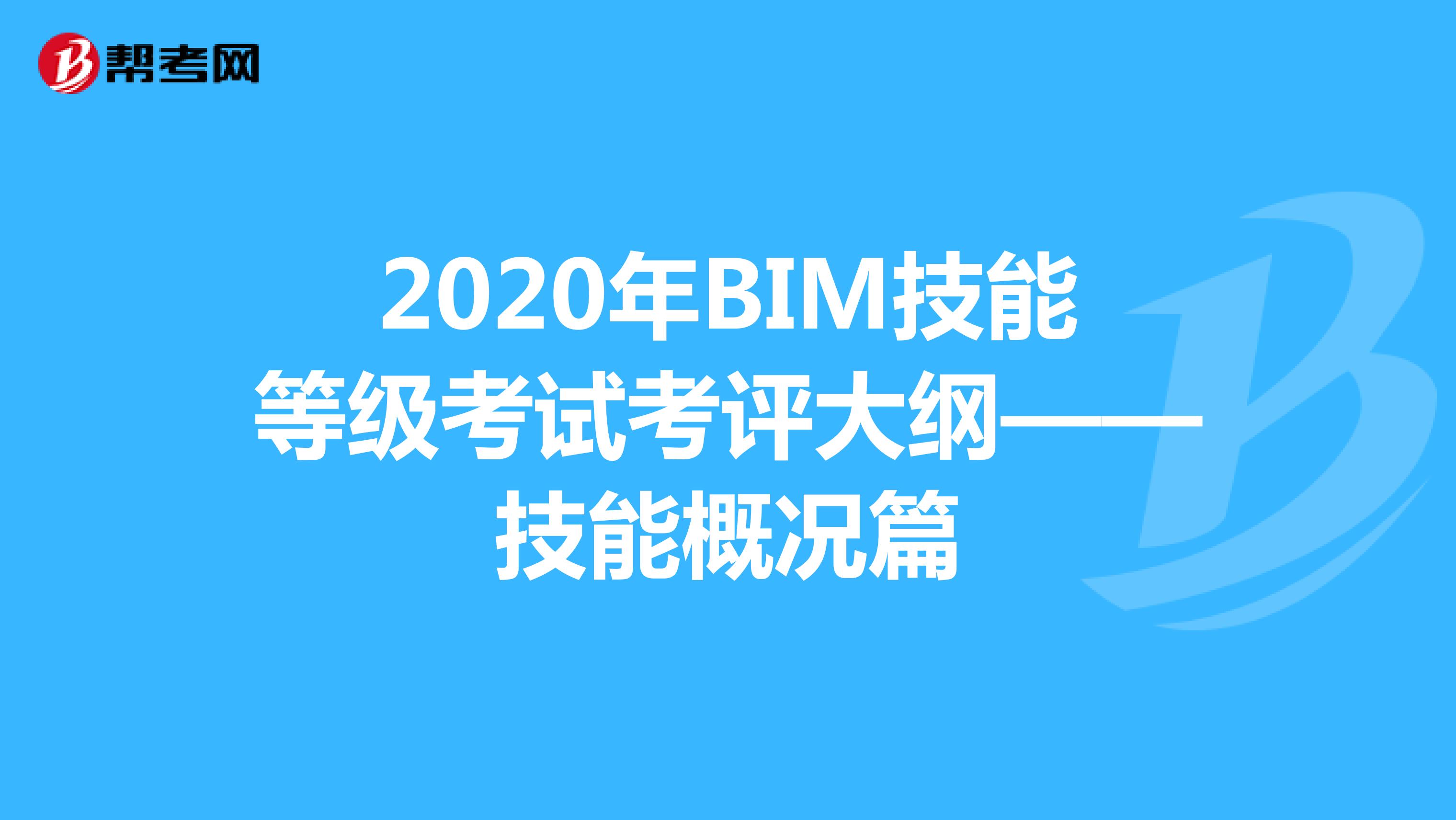 2020年BIM技能等级考试考评大纲——技能概况篇