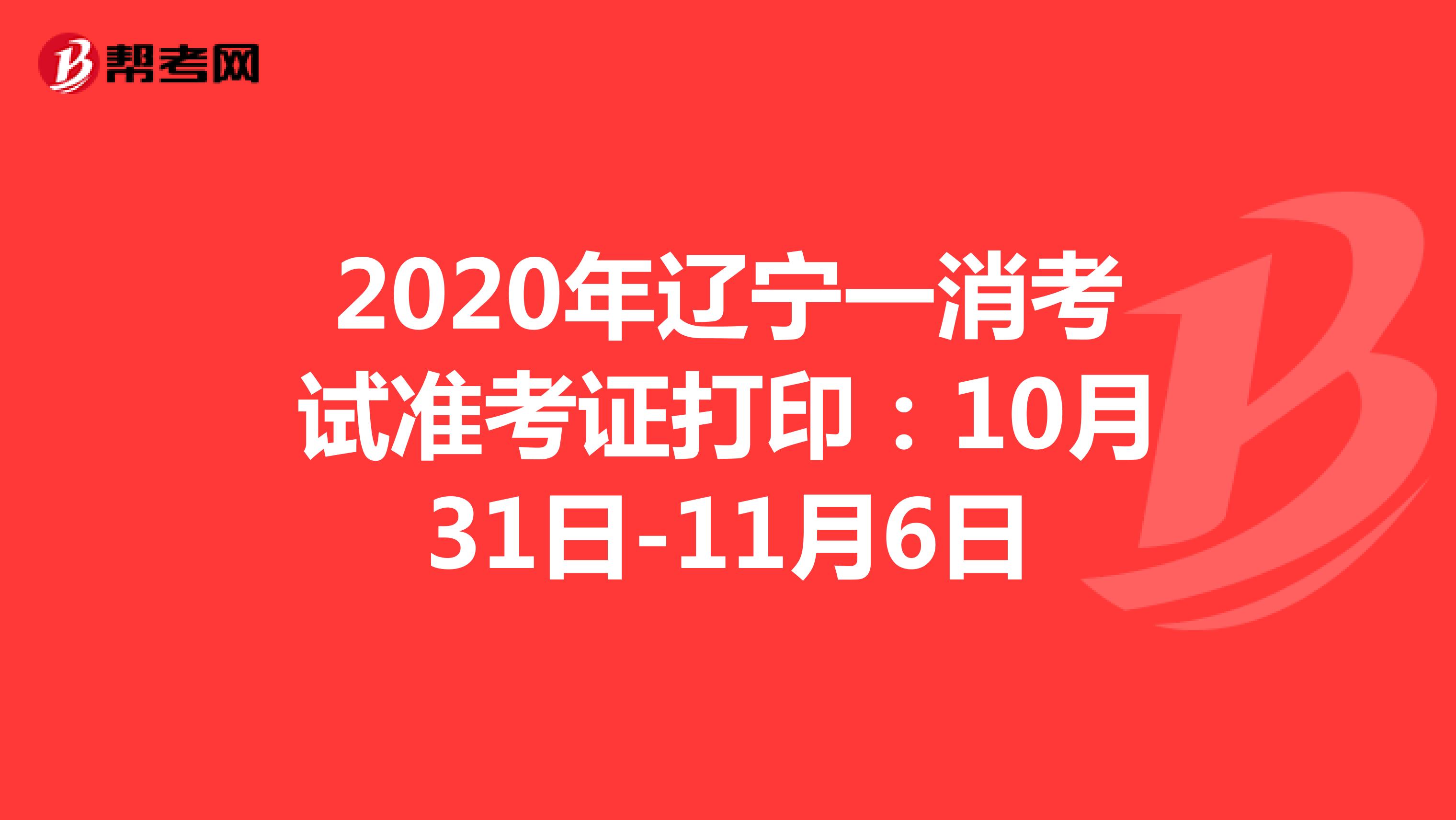 2020年辽宁一消考试准考证打印：10月31日-11月6日
