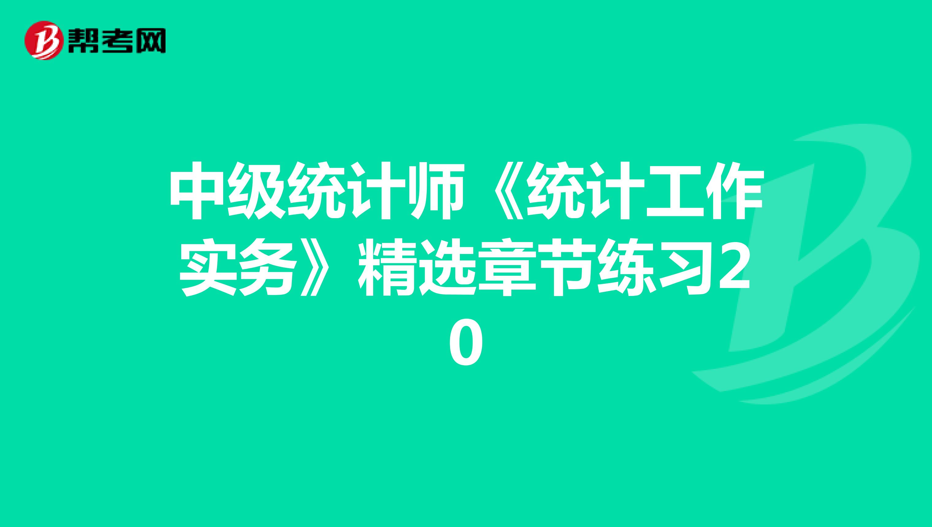 中级统计师《统计工作实务》精选章节练习20